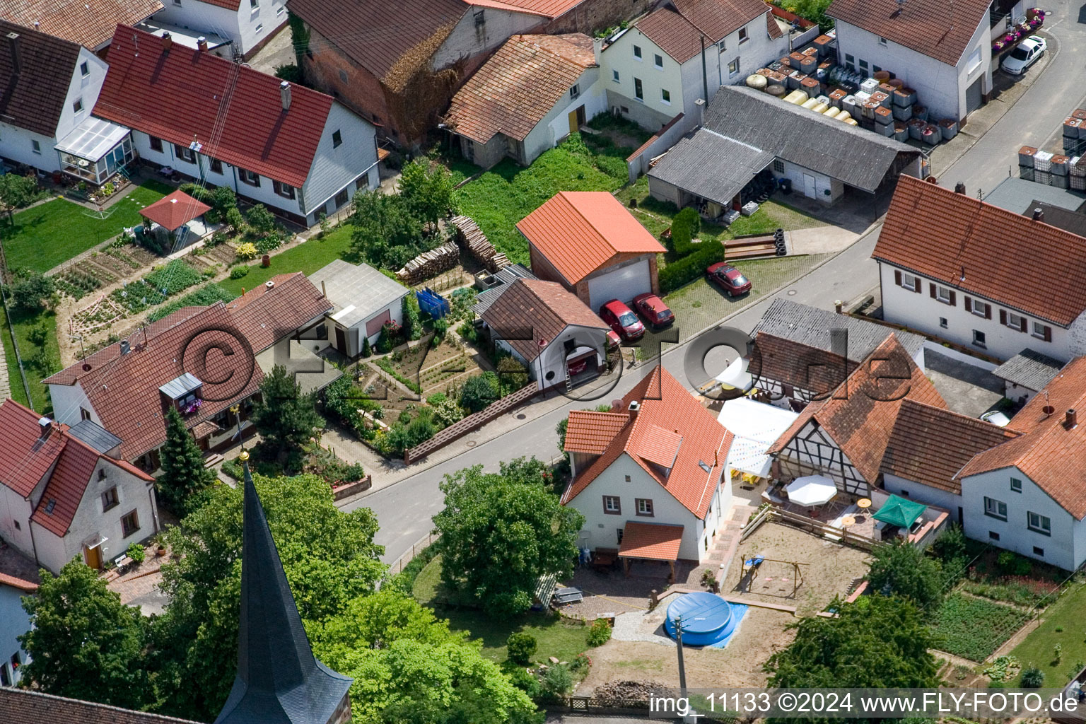 District Rechtenbach in Schweigen-Rechtenbach in the state Rhineland-Palatinate, Germany from the drone perspective