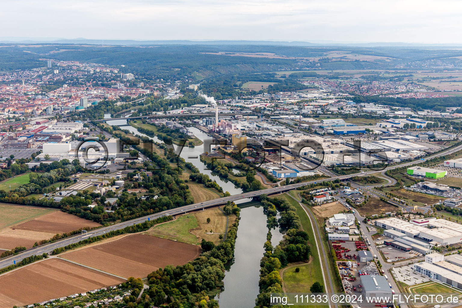 Schweinfurt in the state Bavaria, Germany from the plane