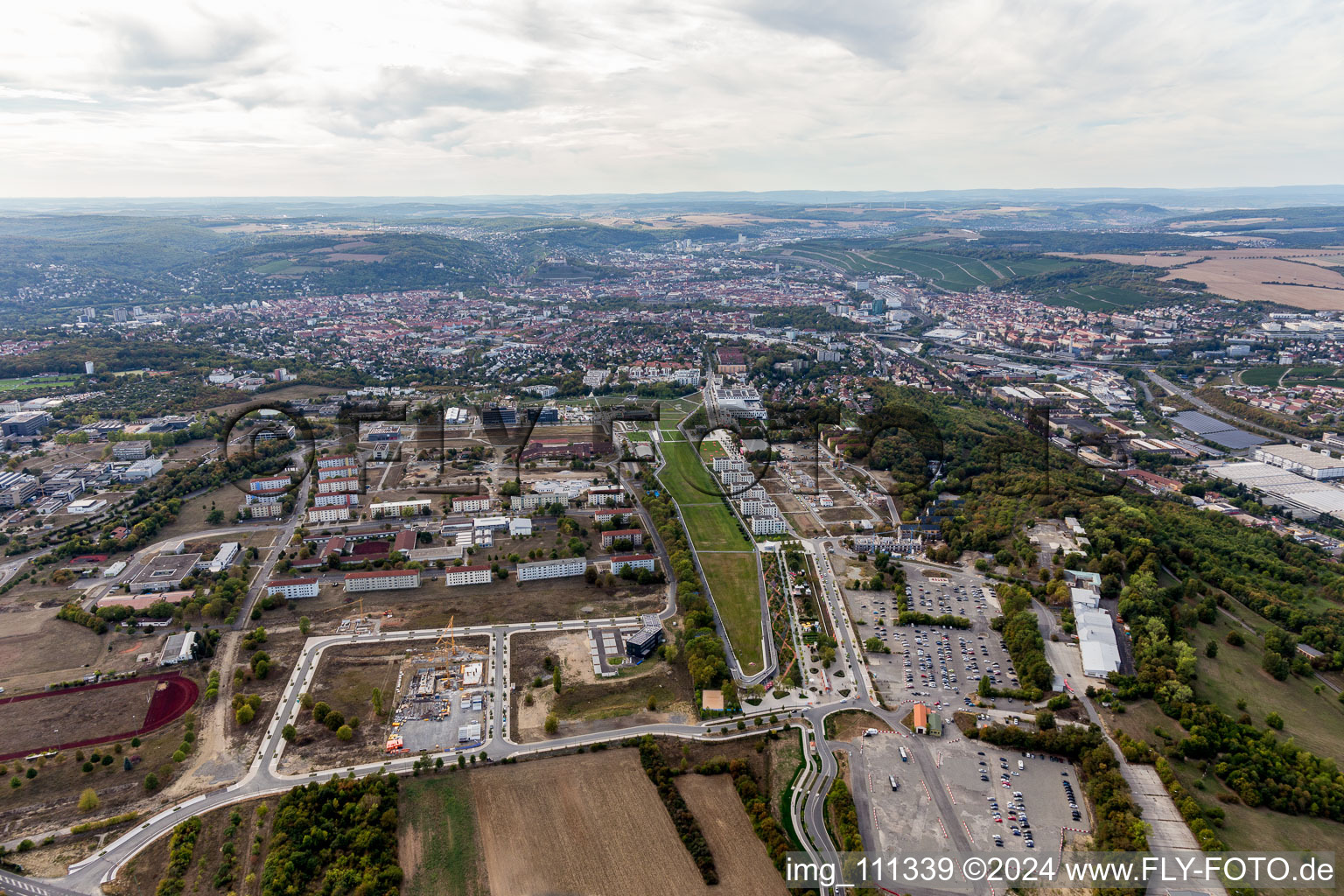 Aerial view of Würzburg in the state Bavaria, Germany