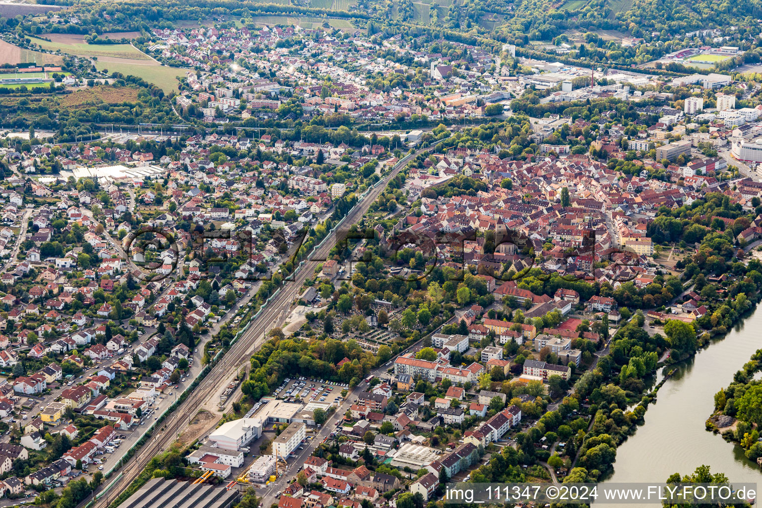 Aerial photograpy of Heidingsfeld in the state Bavaria, Germany