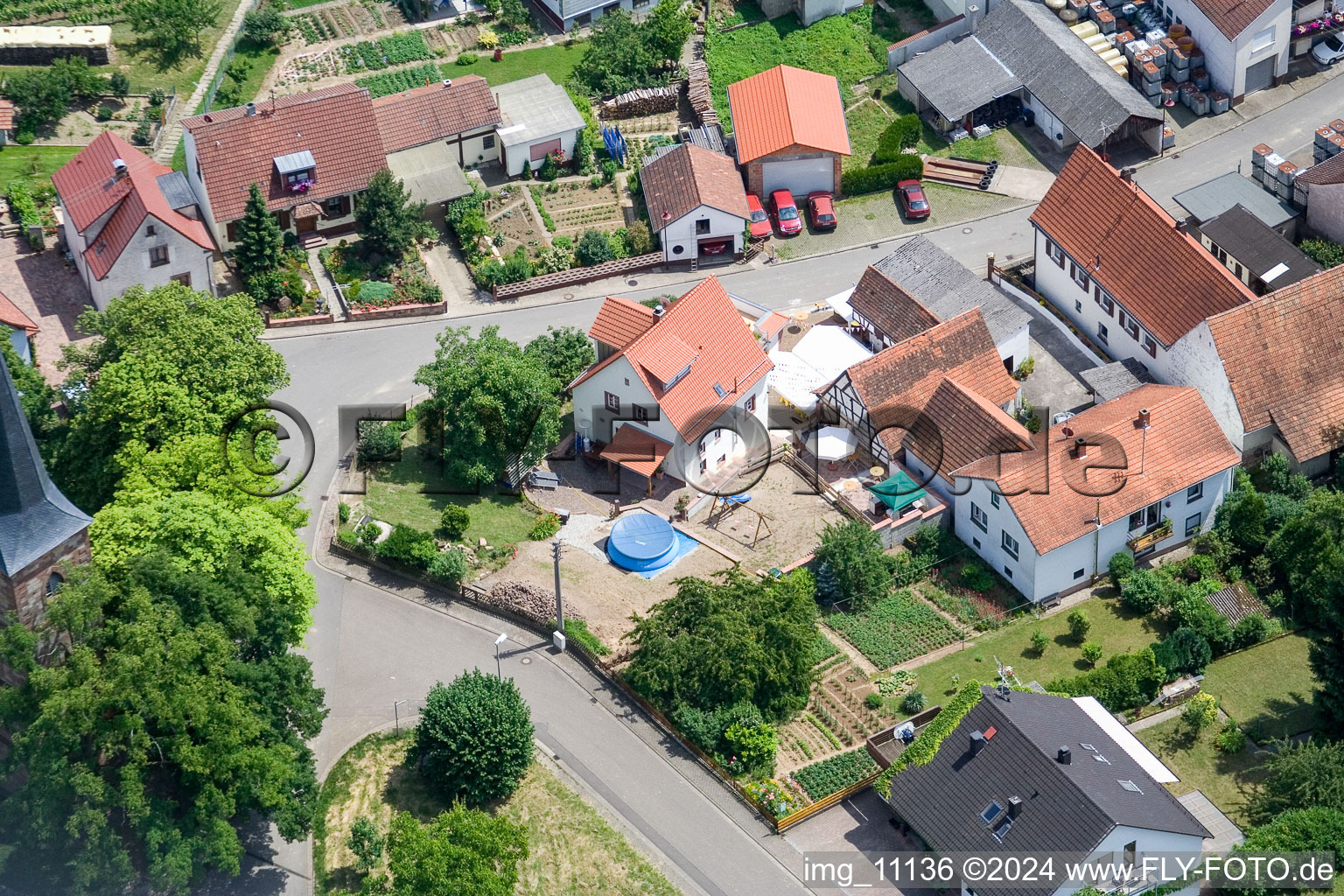 Aerial view of District Rechtenbach in Schweigen-Rechtenbach in the state Rhineland-Palatinate, Germany