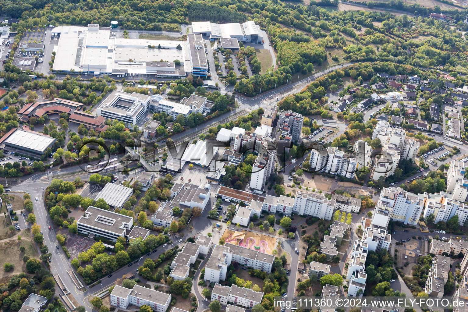 Aerial view of Strasbourg Ring in Würzburg in the state Bavaria, Germany