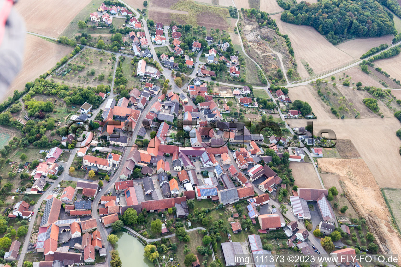 Aerial view of Krensheim in the state Baden-Wuerttemberg, Germany
