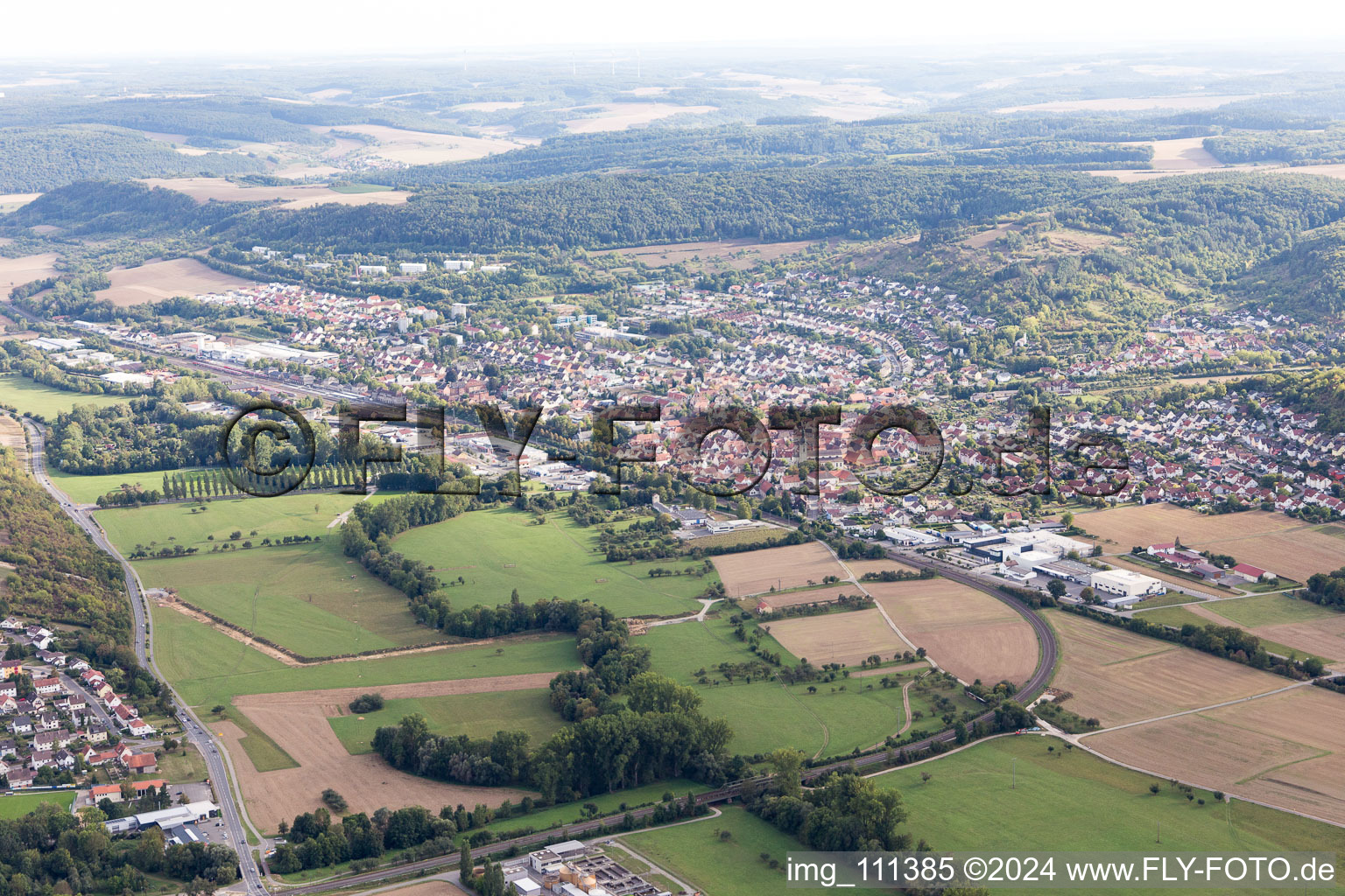 Aerial view of District Lauda in Lauda-Königshofen in the state Baden-Wuerttemberg, Germany