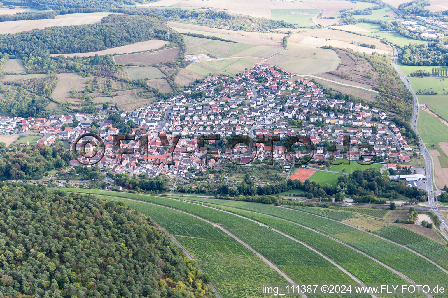 Oblique view of Gerlachsheim in the state Baden-Wuerttemberg, Germany