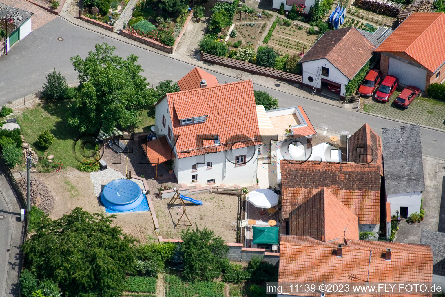 Aerial photograpy of District Rechtenbach in Schweigen-Rechtenbach in the state Rhineland-Palatinate, Germany