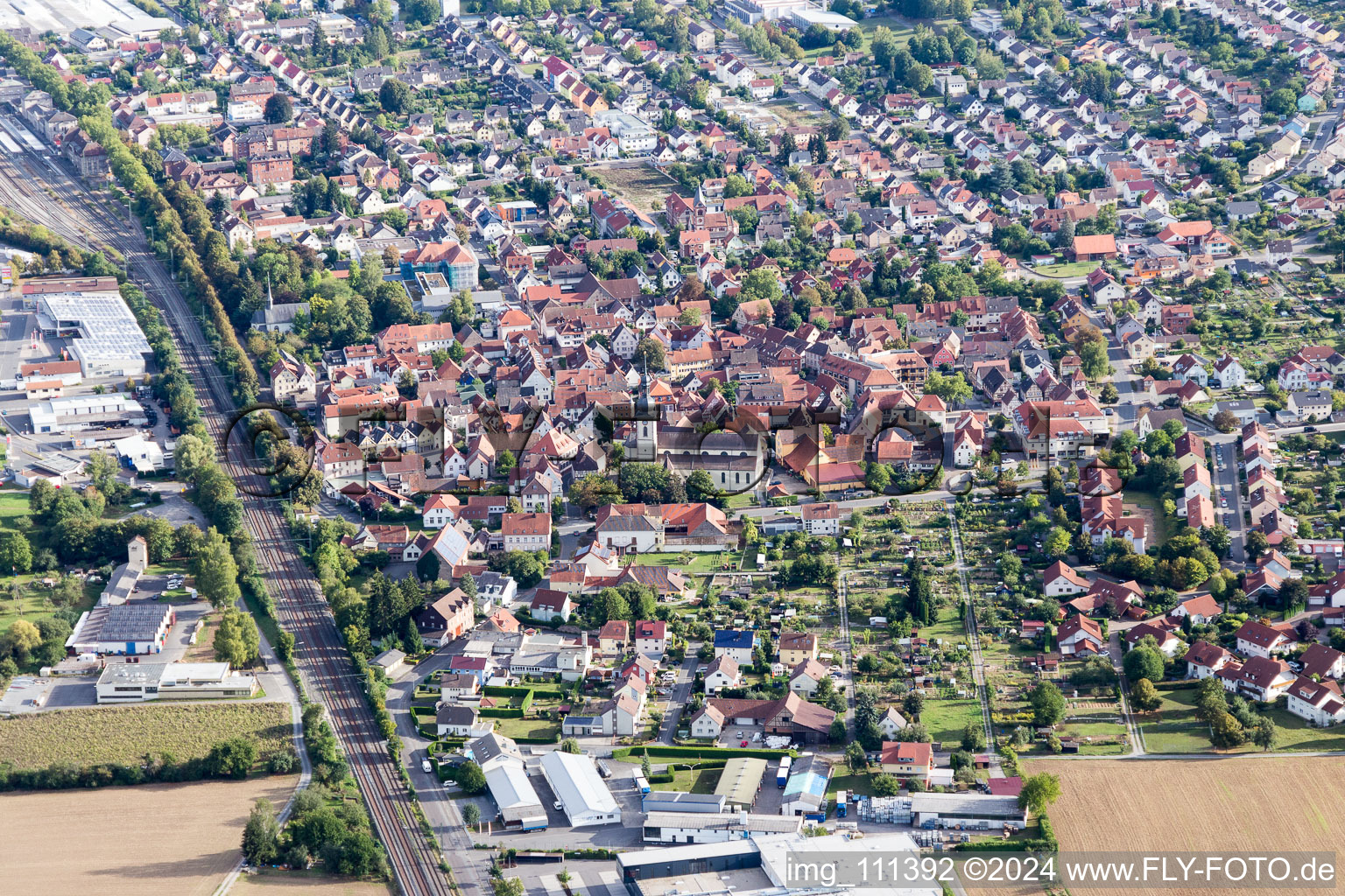 Lauda in the state Baden-Wuerttemberg, Germany from above