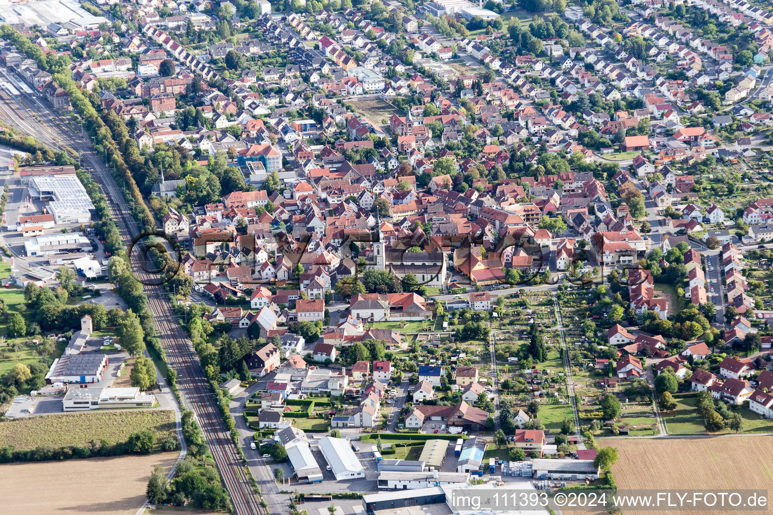 District Lauda in Lauda-Königshofen in the state Baden-Wuerttemberg, Germany out of the air