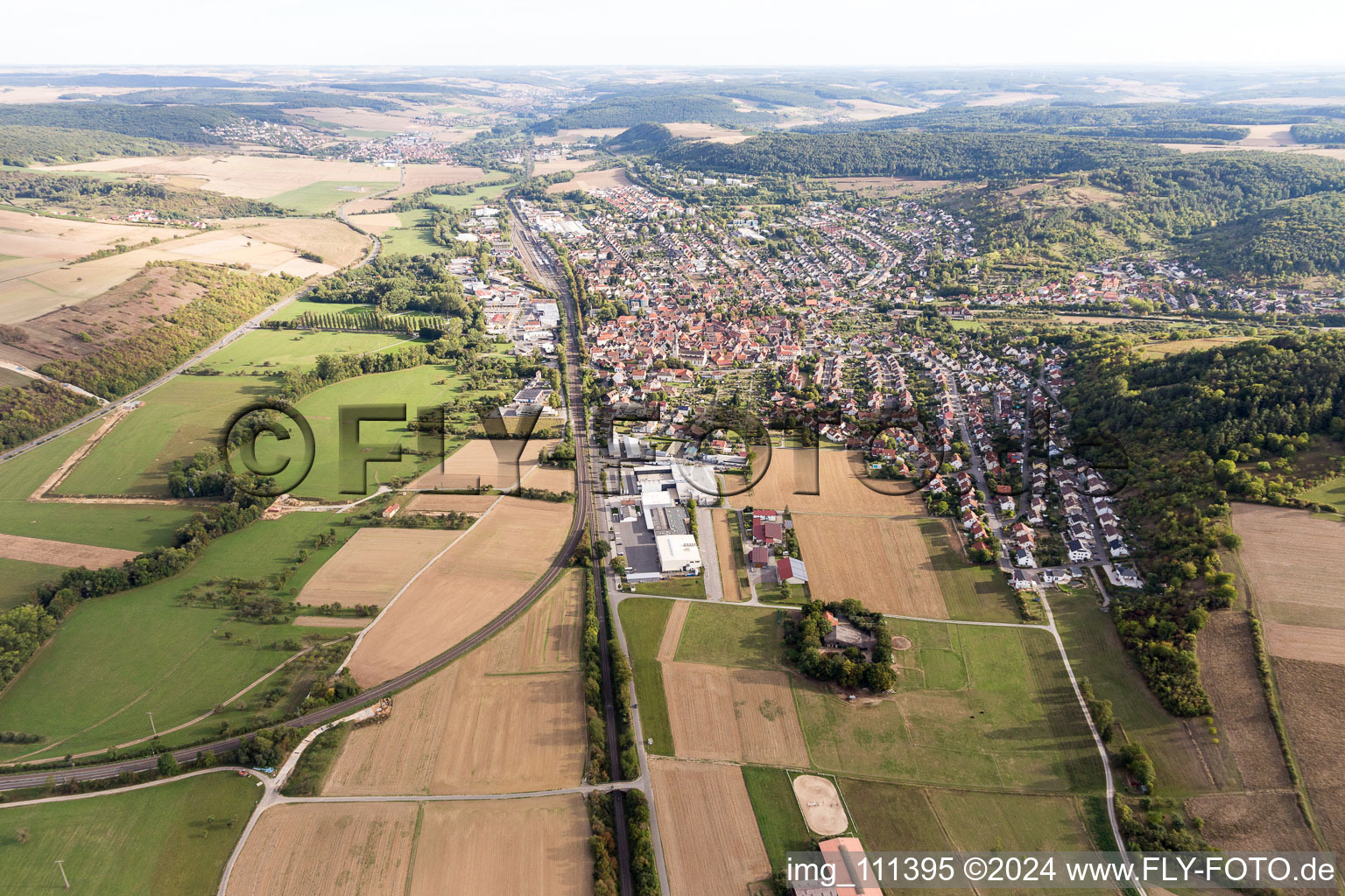 District Lauda in Lauda-Königshofen in the state Baden-Wuerttemberg, Germany from the plane