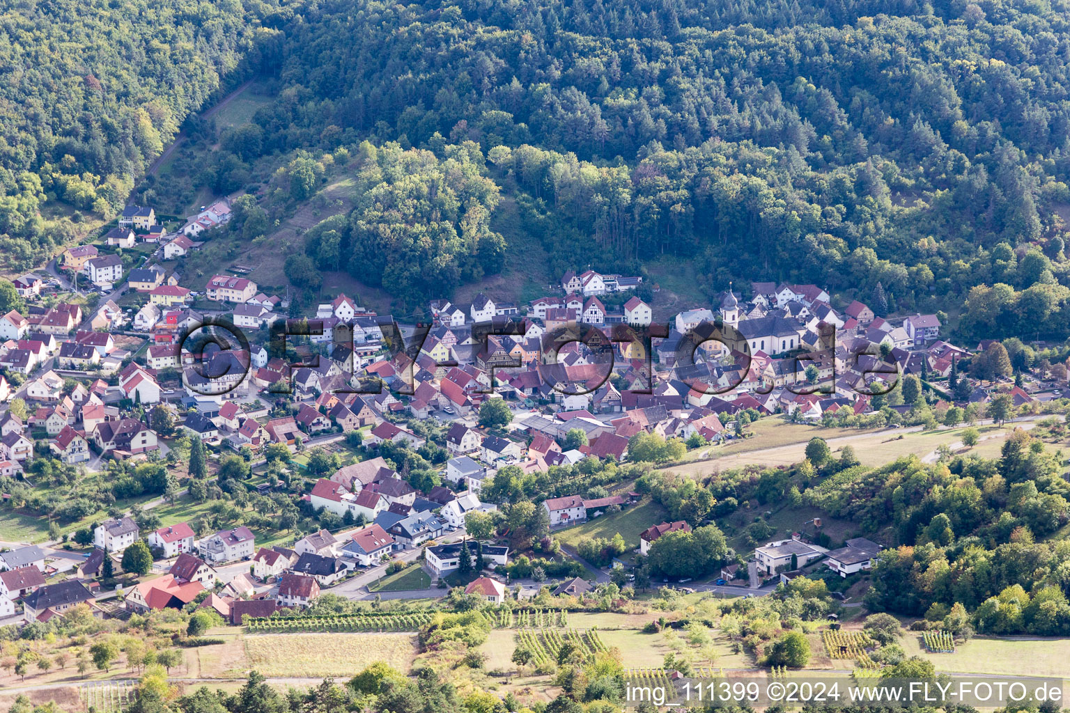 Aerial view of District Oberlauda in Lauda-Königshofen in the state Baden-Wuerttemberg, Germany