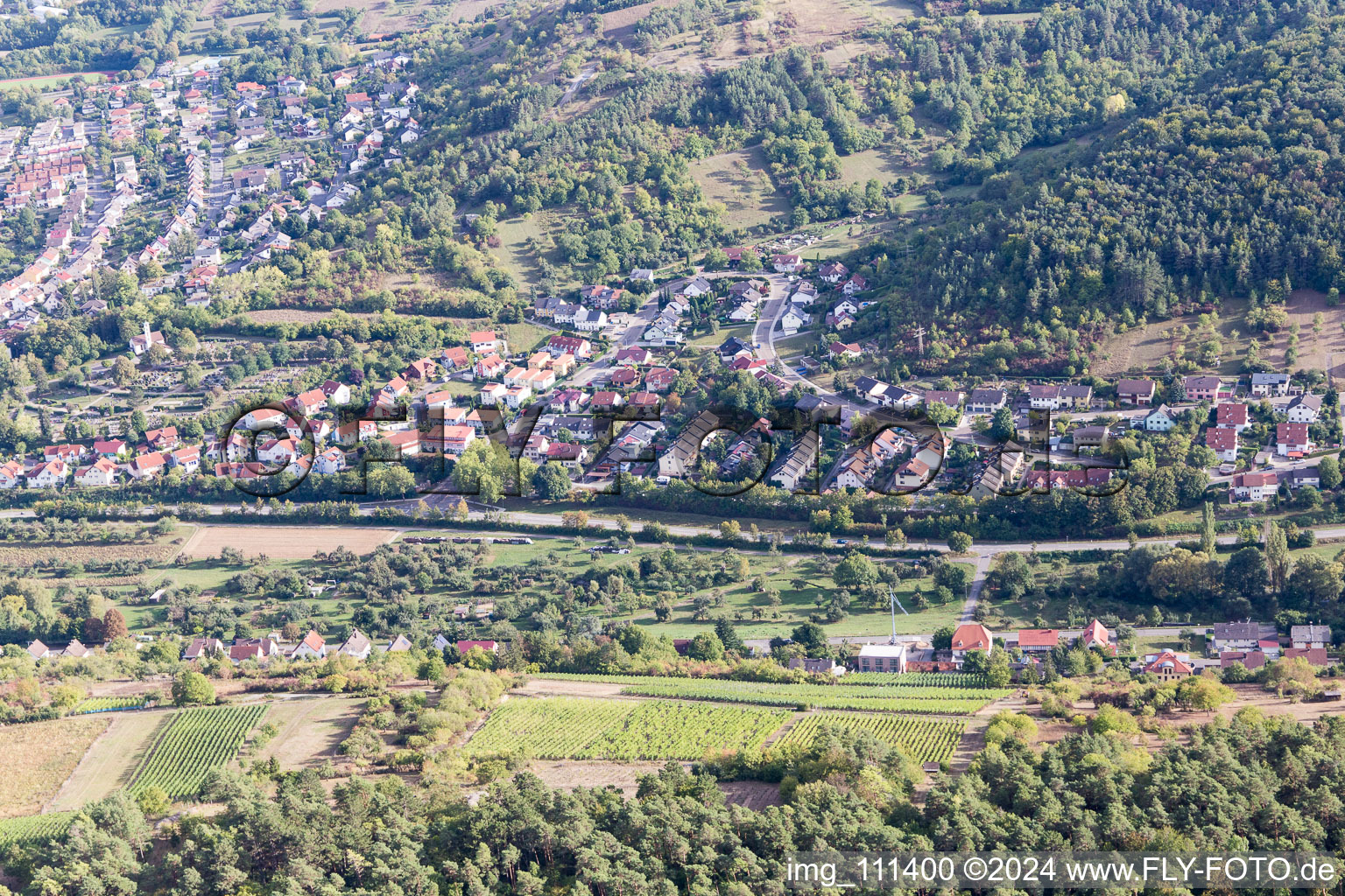 Aerial photograpy of District Oberlauda in Lauda-Königshofen in the state Baden-Wuerttemberg, Germany