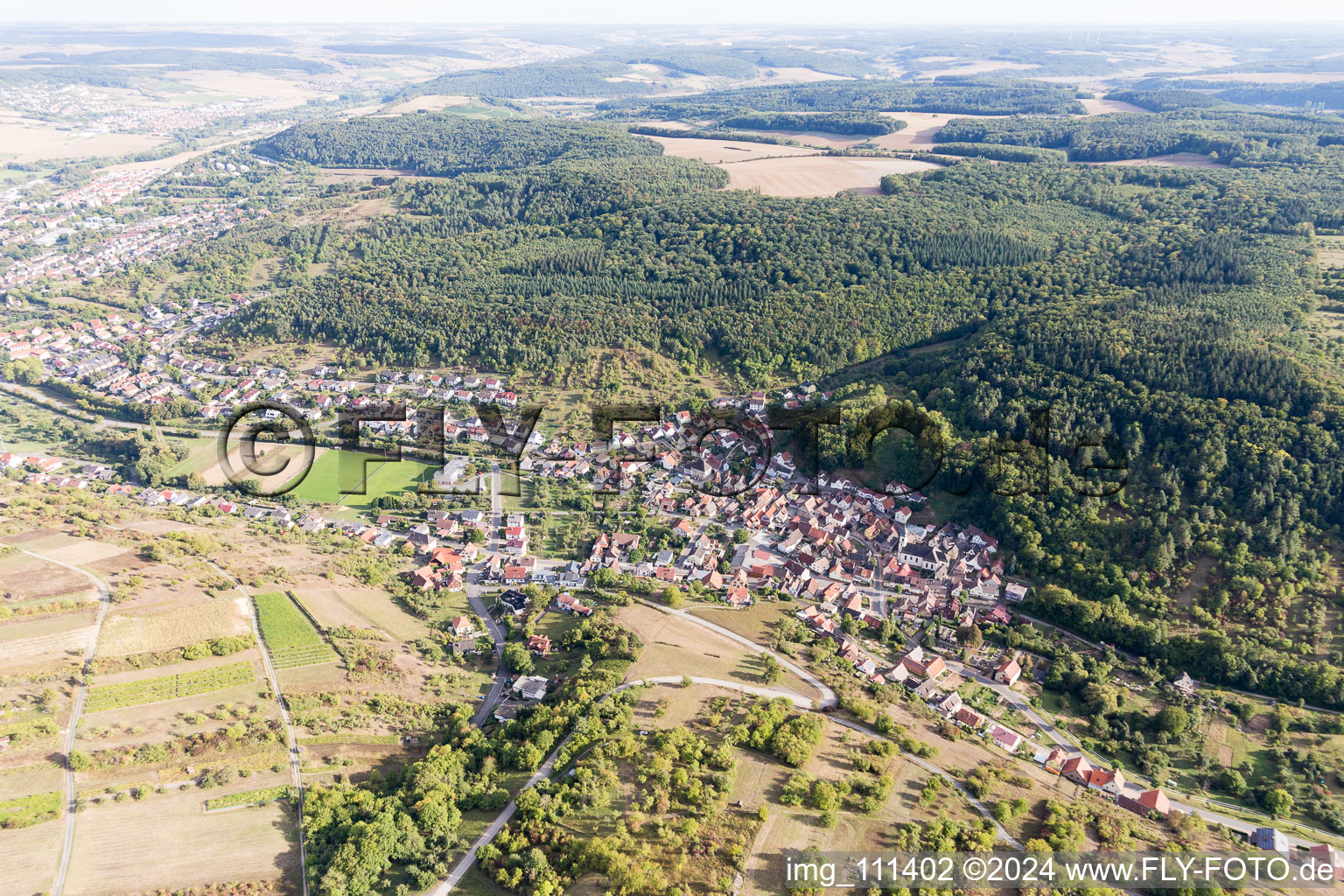 District Oberlauda in Lauda-Königshofen in the state Baden-Wuerttemberg, Germany from above