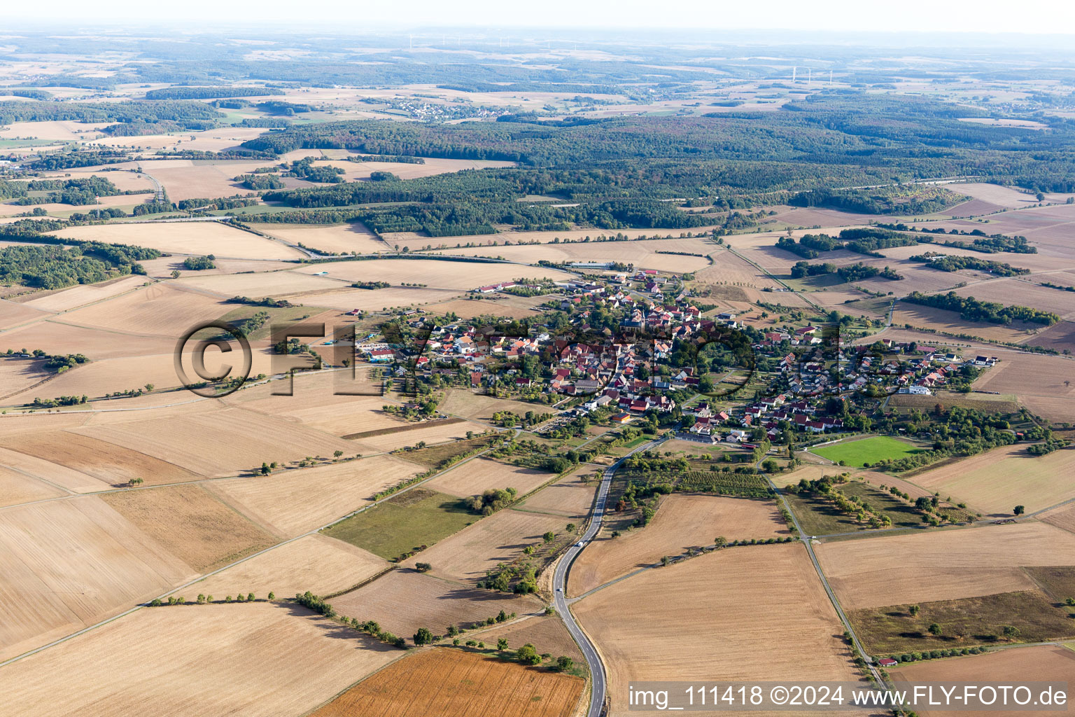 Aerial view of District Berolzheim in Ahorn in the state Baden-Wuerttemberg, Germany