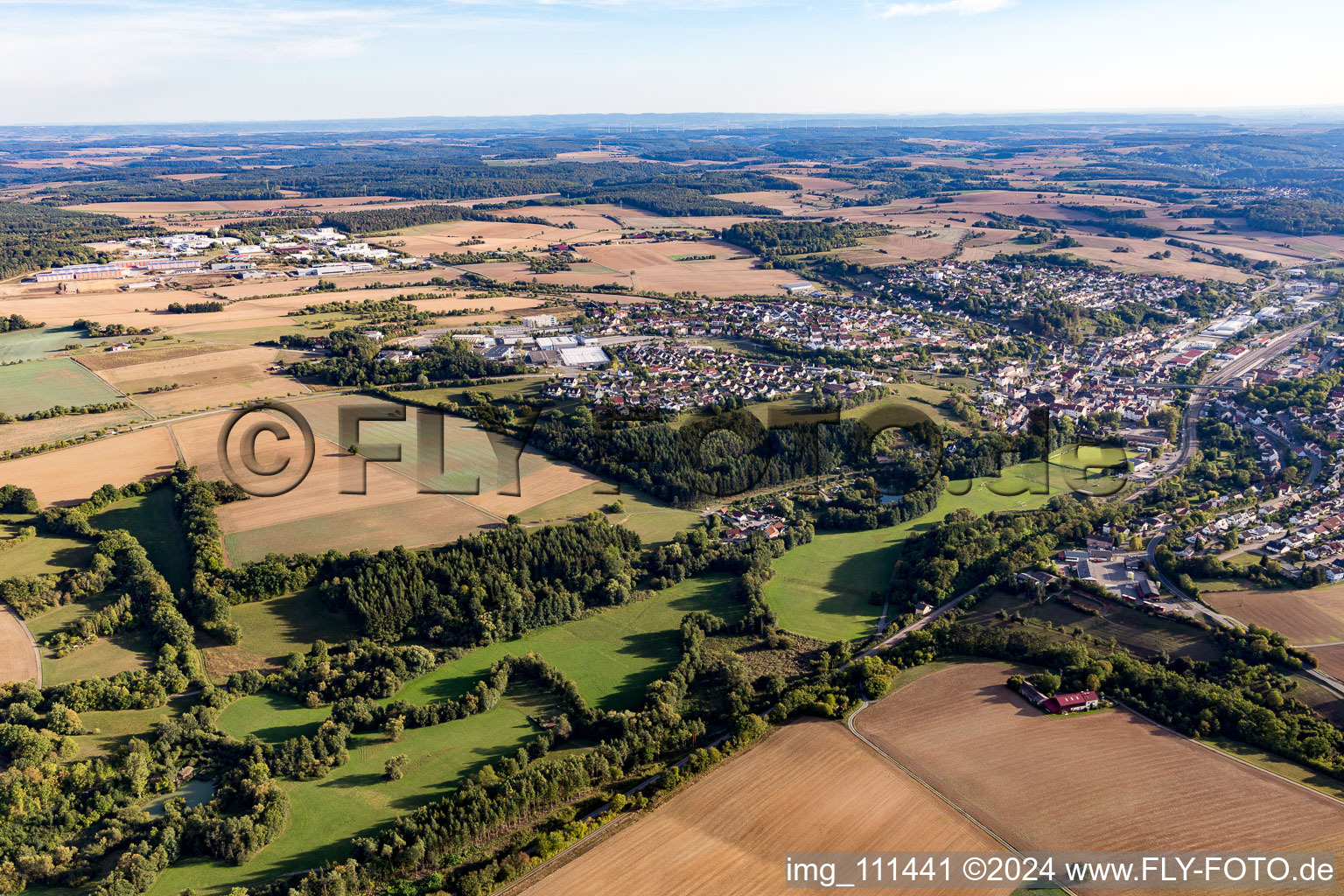 Aerial photograpy of Osterburken in the state Baden-Wuerttemberg, Germany