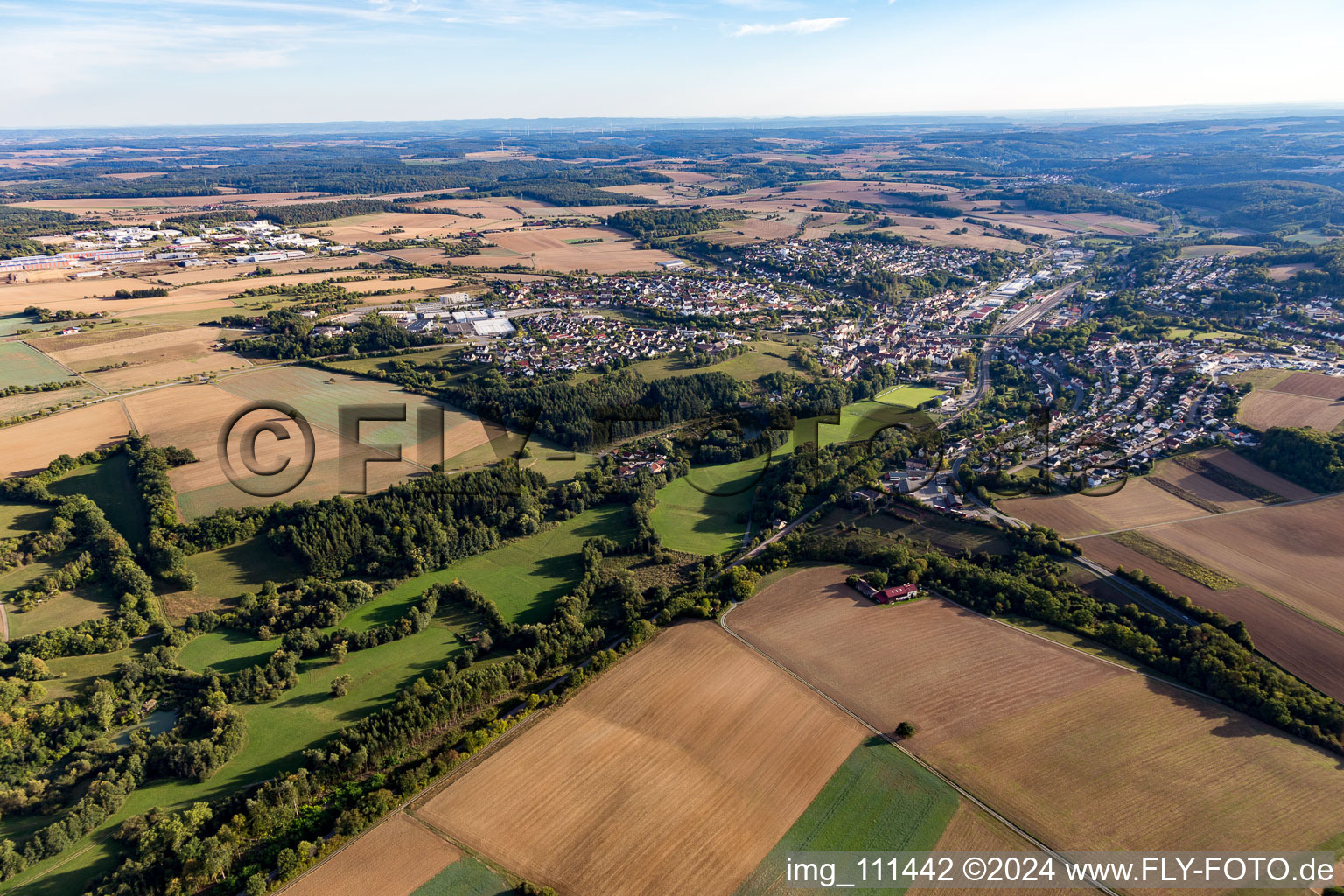 Oblique view of Osterburken in the state Baden-Wuerttemberg, Germany