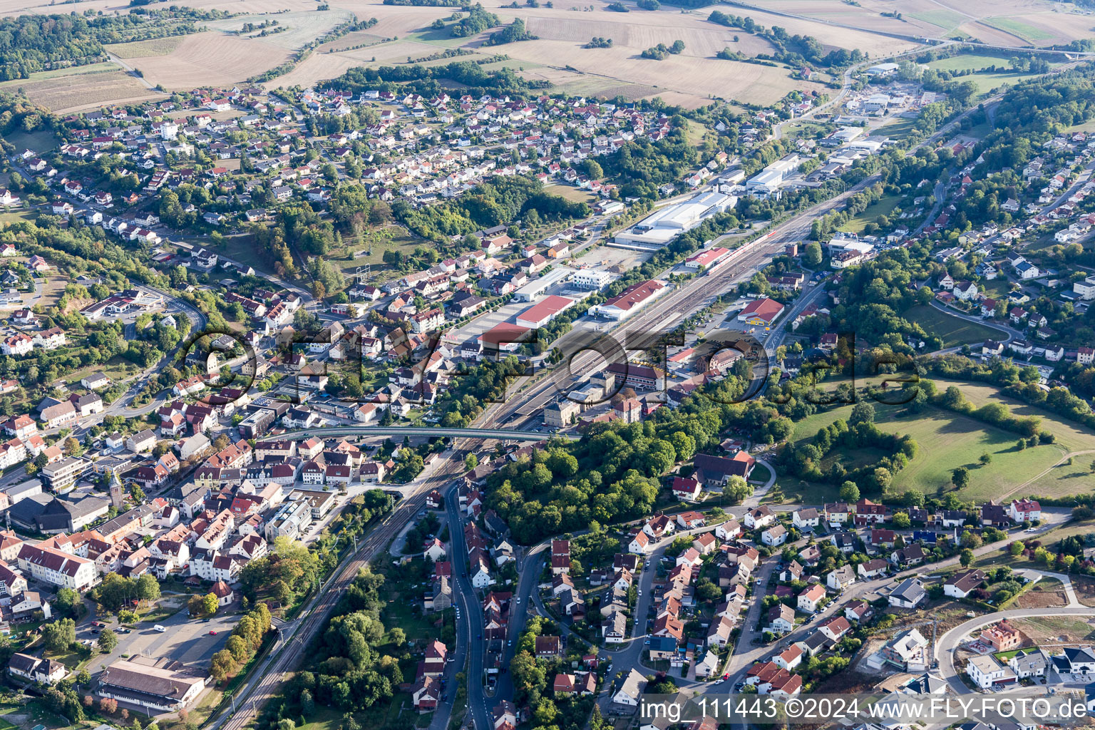 Osterburken in the state Baden-Wuerttemberg, Germany from above