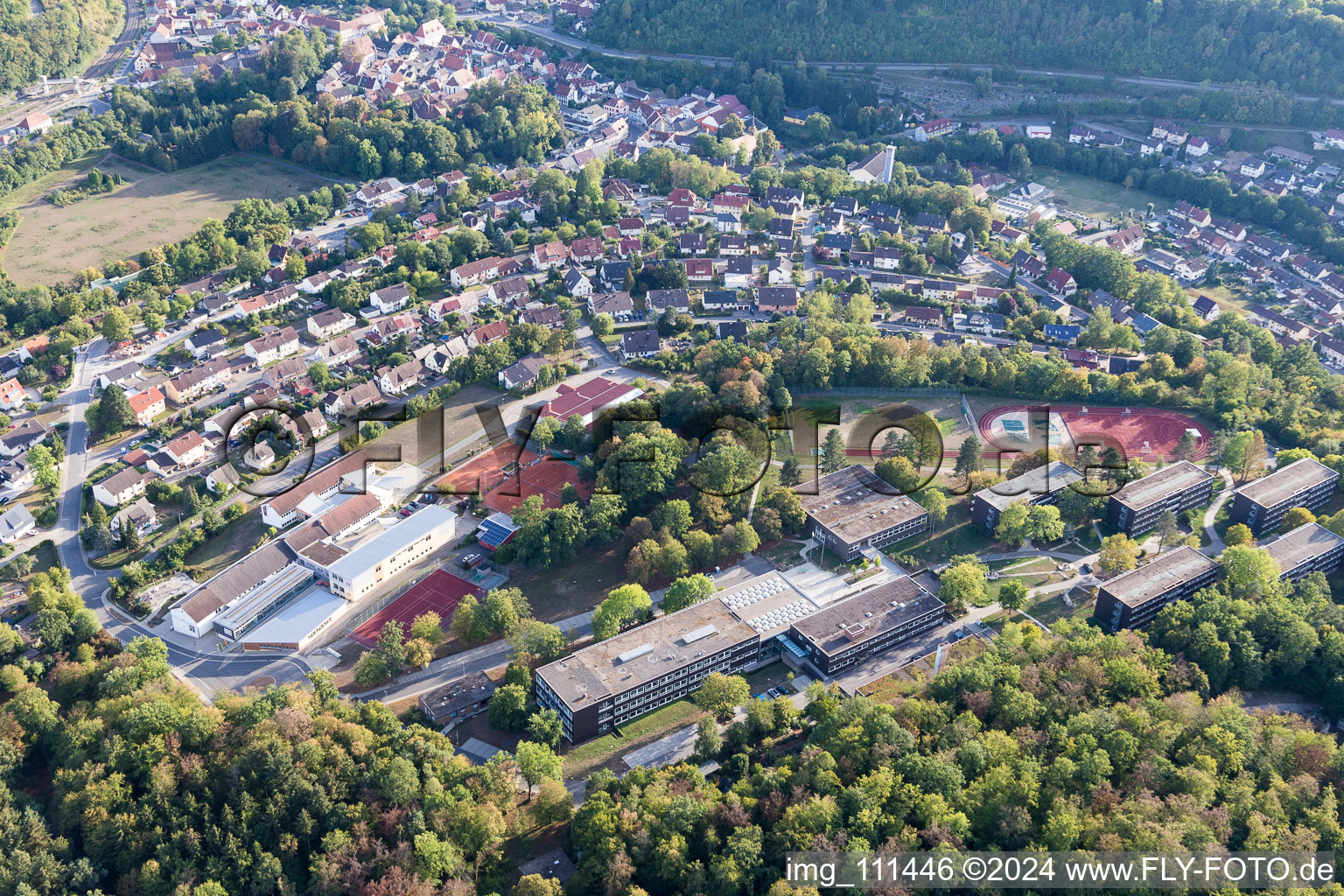 Aerial view of Adelsheim in the state Baden-Wuerttemberg, Germany