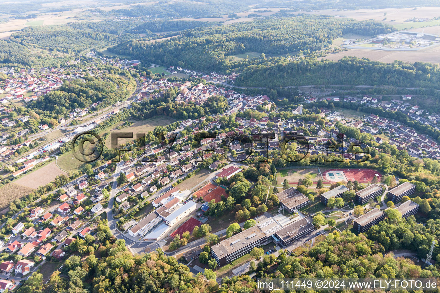 Oblique view of Adelsheim in the state Baden-Wuerttemberg, Germany