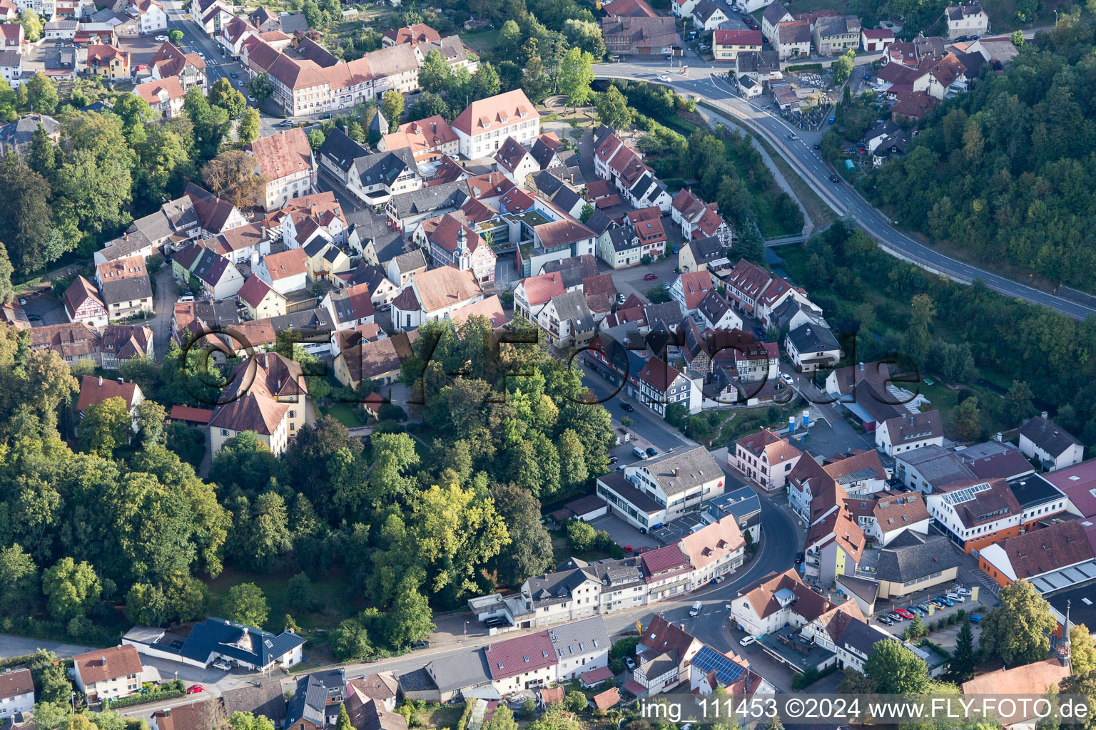 Adelsheim in the state Baden-Wuerttemberg, Germany seen from above