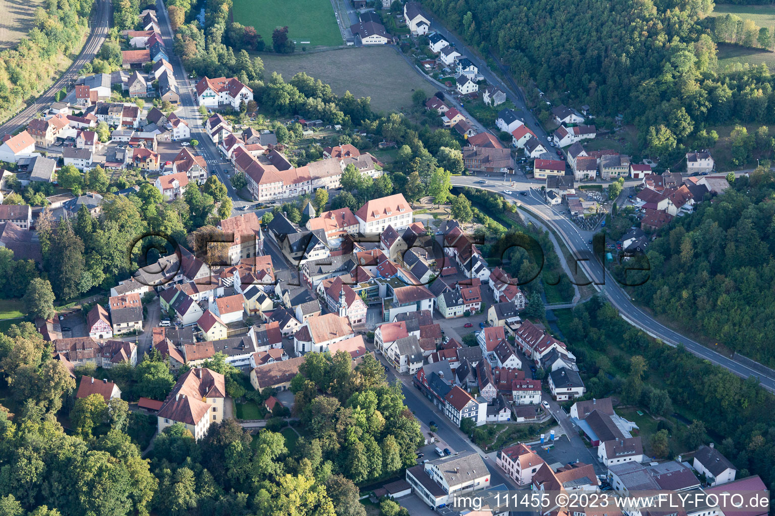Adelsheim in the state Baden-Wuerttemberg, Germany from the plane