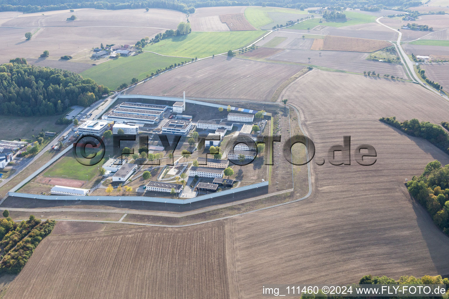 Oblique view of Correctional facility, better up here than down there in Adelsheim in the state Baden-Wuerttemberg, Germany