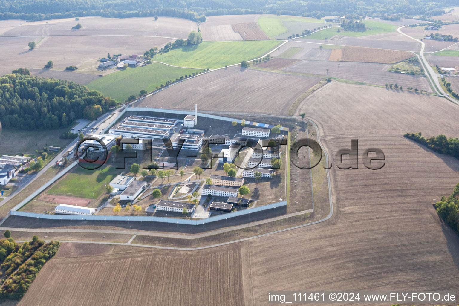 Correctional facility, better up here than down there in Adelsheim in the state Baden-Wuerttemberg, Germany from above