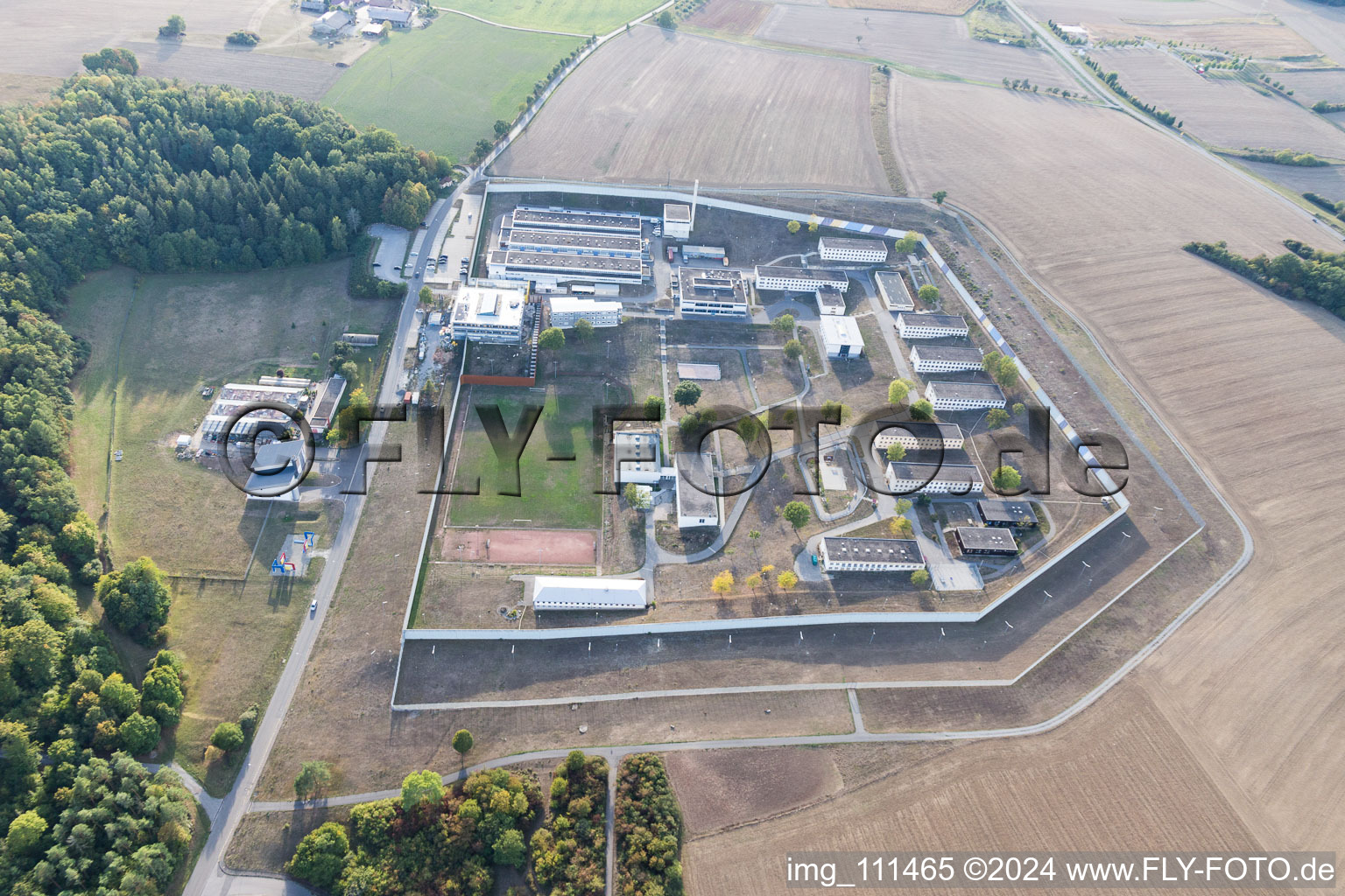 Correctional facility, better up here than down there in Adelsheim in the state Baden-Wuerttemberg, Germany from the plane