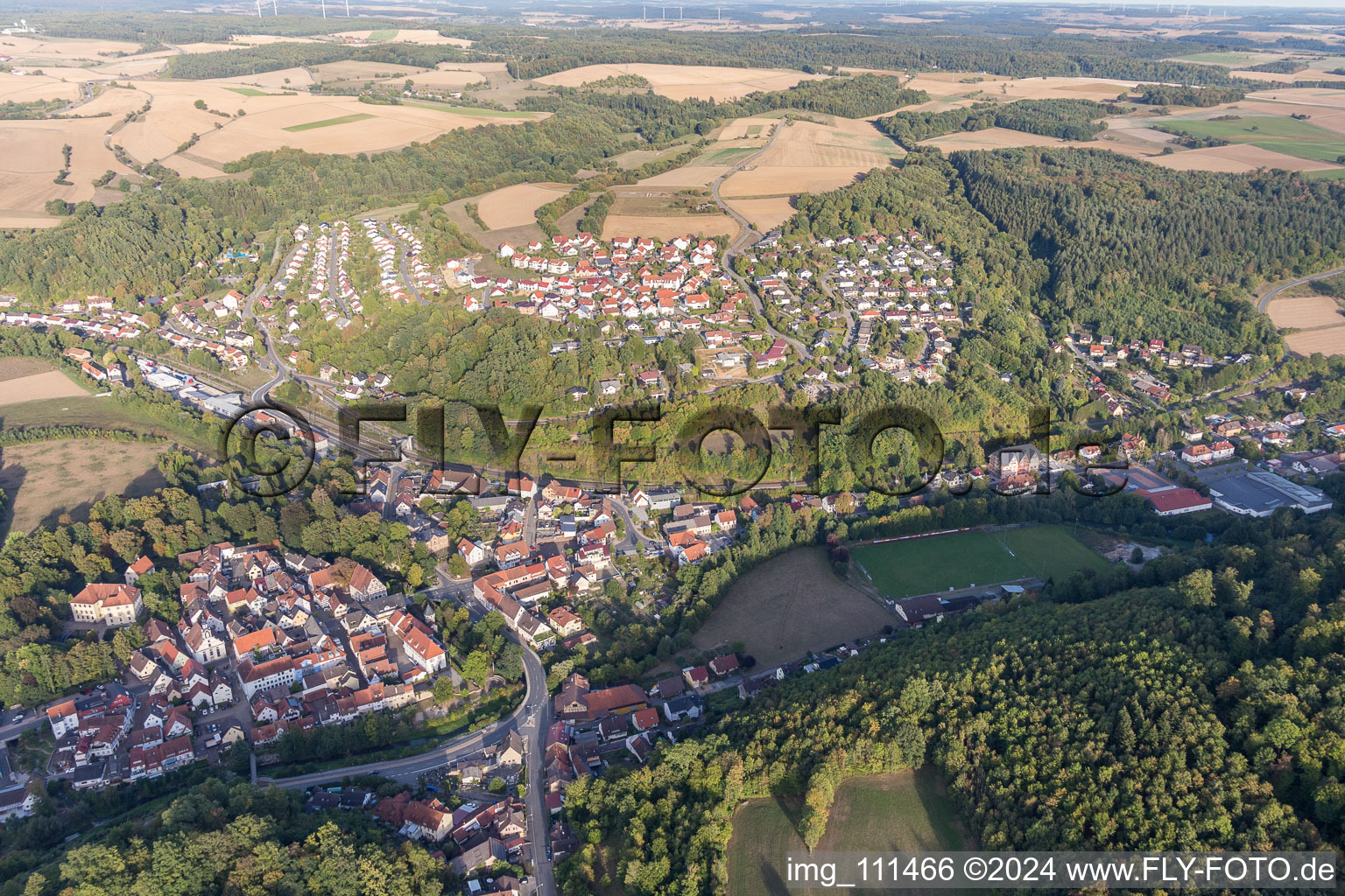 Bird's eye view of Adelsheim in the state Baden-Wuerttemberg, Germany