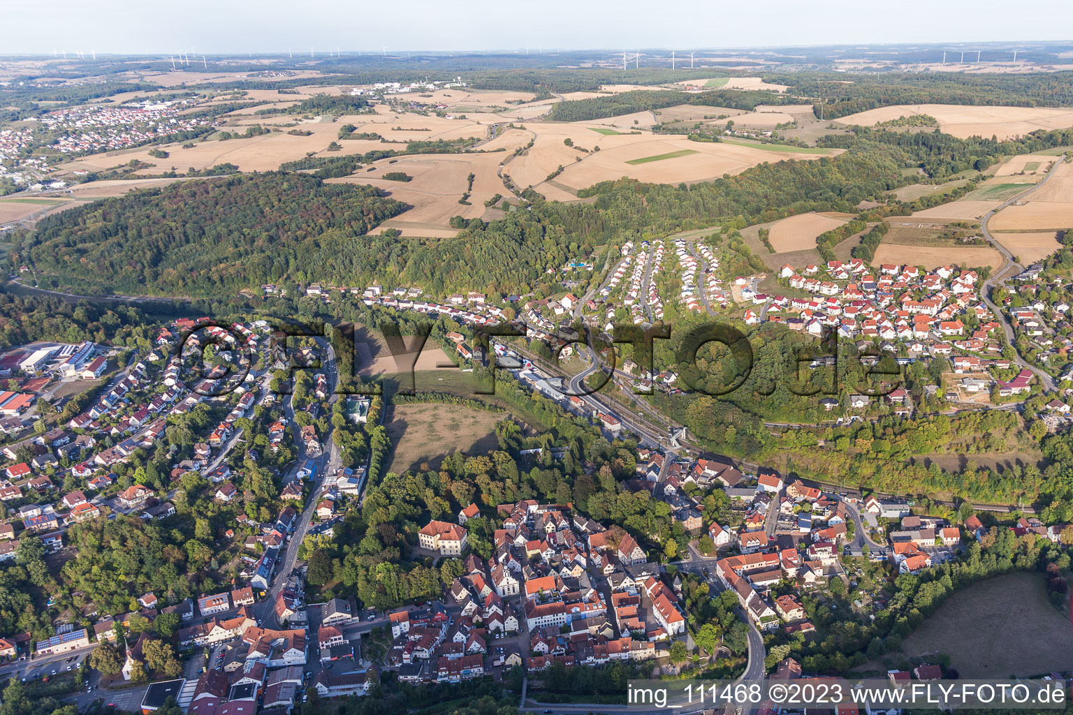 Adelsheim in the state Baden-Wuerttemberg, Germany viewn from the air