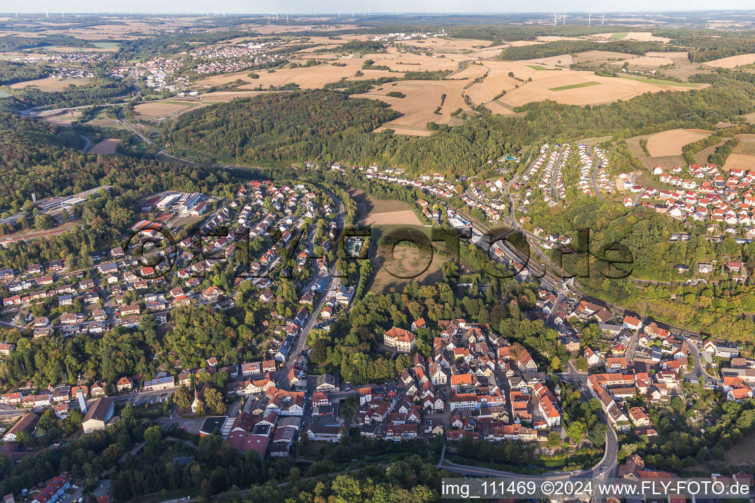 Drone recording of Adelsheim in the state Baden-Wuerttemberg, Germany