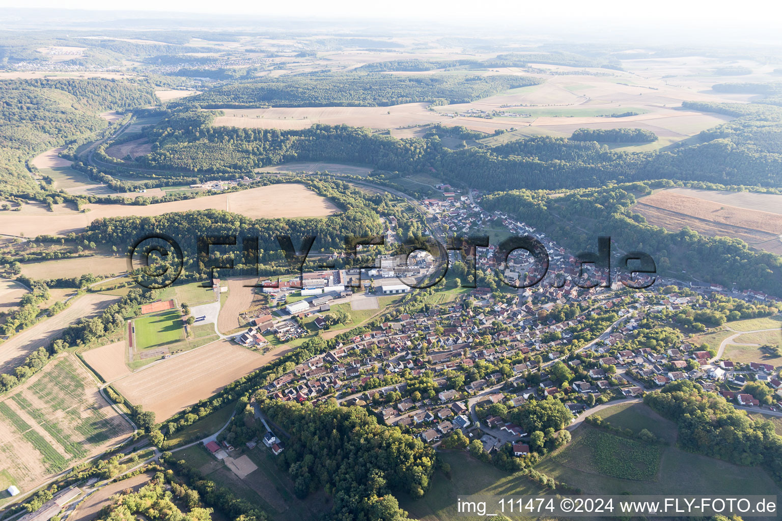 Aerial view of Roigheim in the state Baden-Wuerttemberg, Germany