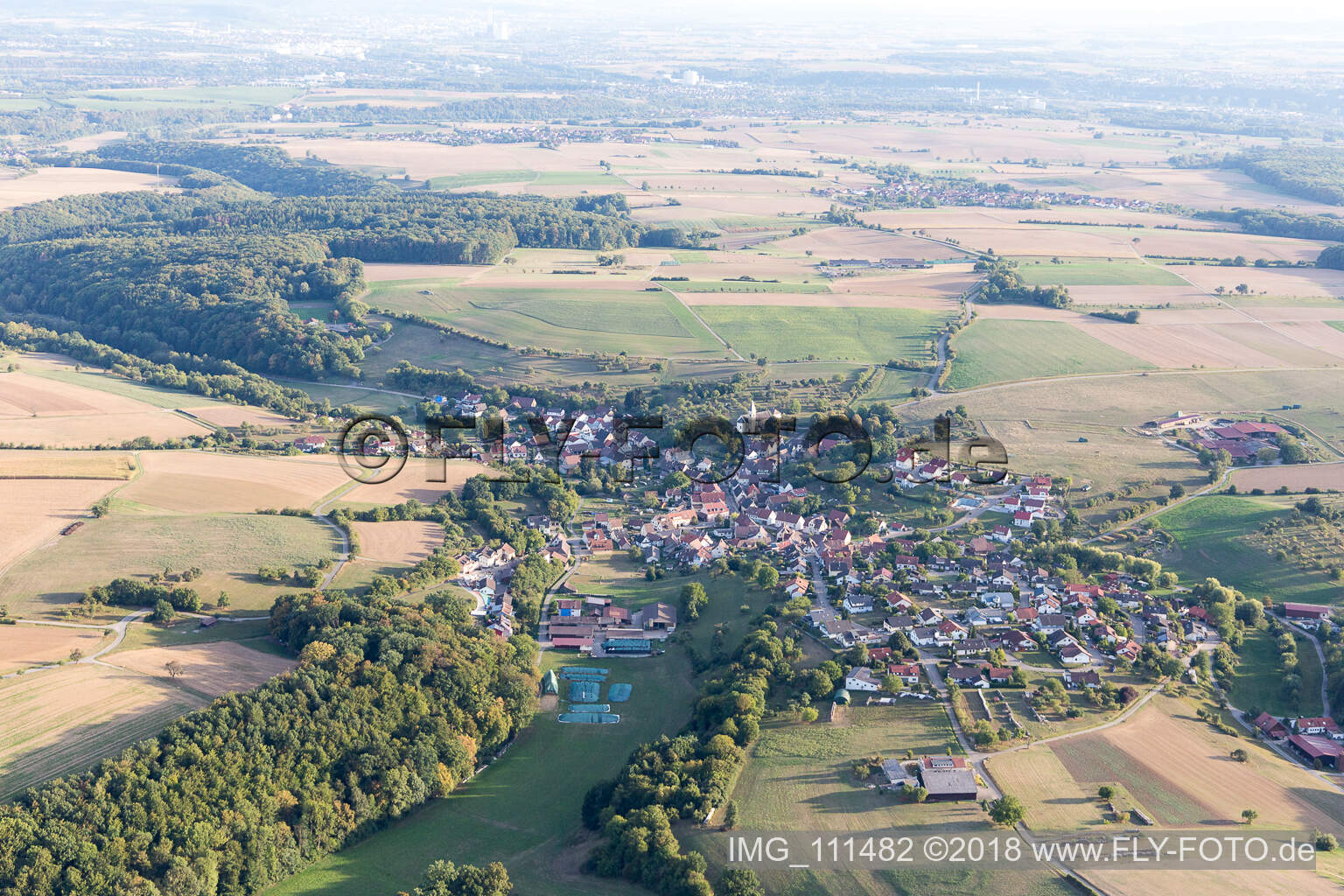 Aerial view of Tiefenbach in Gundelsheim in the state Baden-Wuerttemberg, Germany