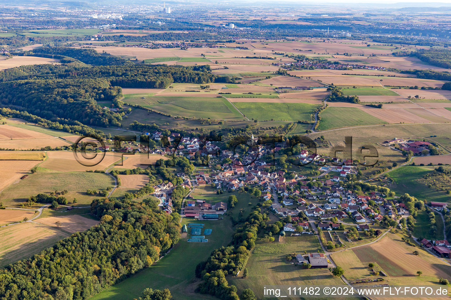 Aerial view of District Tiefenbach in Gundelsheim in the state Baden-Wuerttemberg, Germany