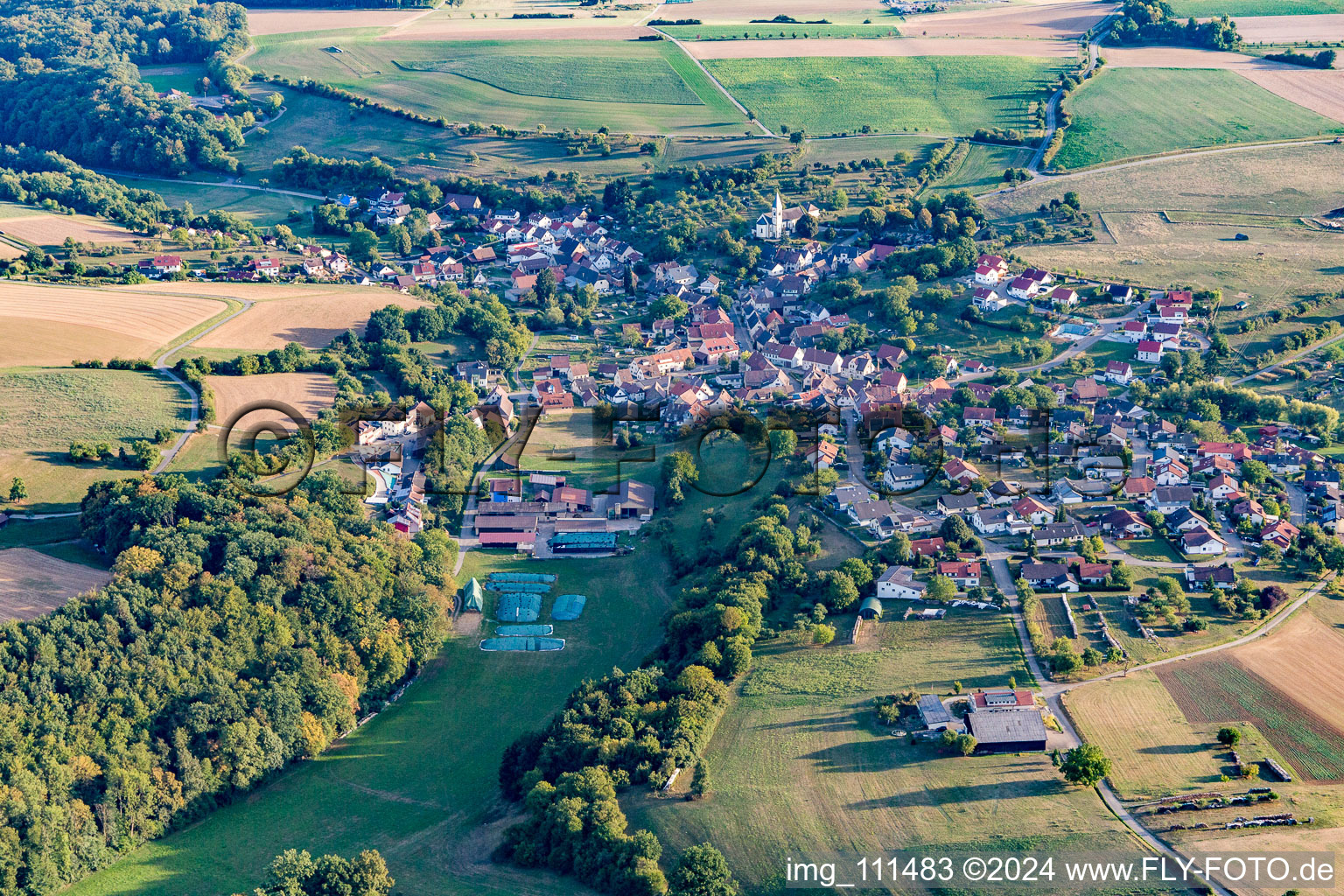 Aerial photograpy of District Tiefenbach in Gundelsheim in the state Baden-Wuerttemberg, Germany