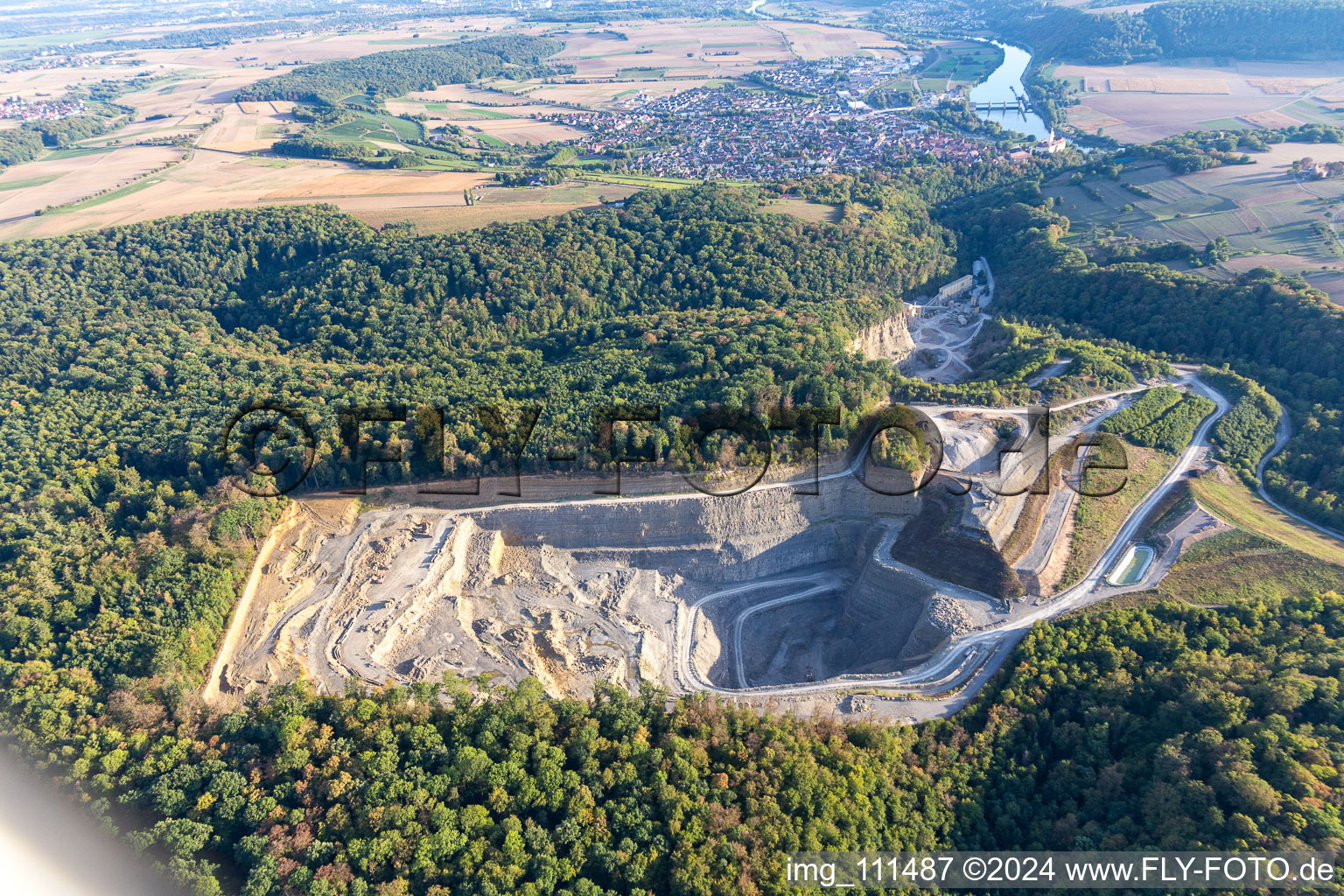 Aerial view of Quarry in Gundelsheim in the state Baden-Wuerttemberg, Germany