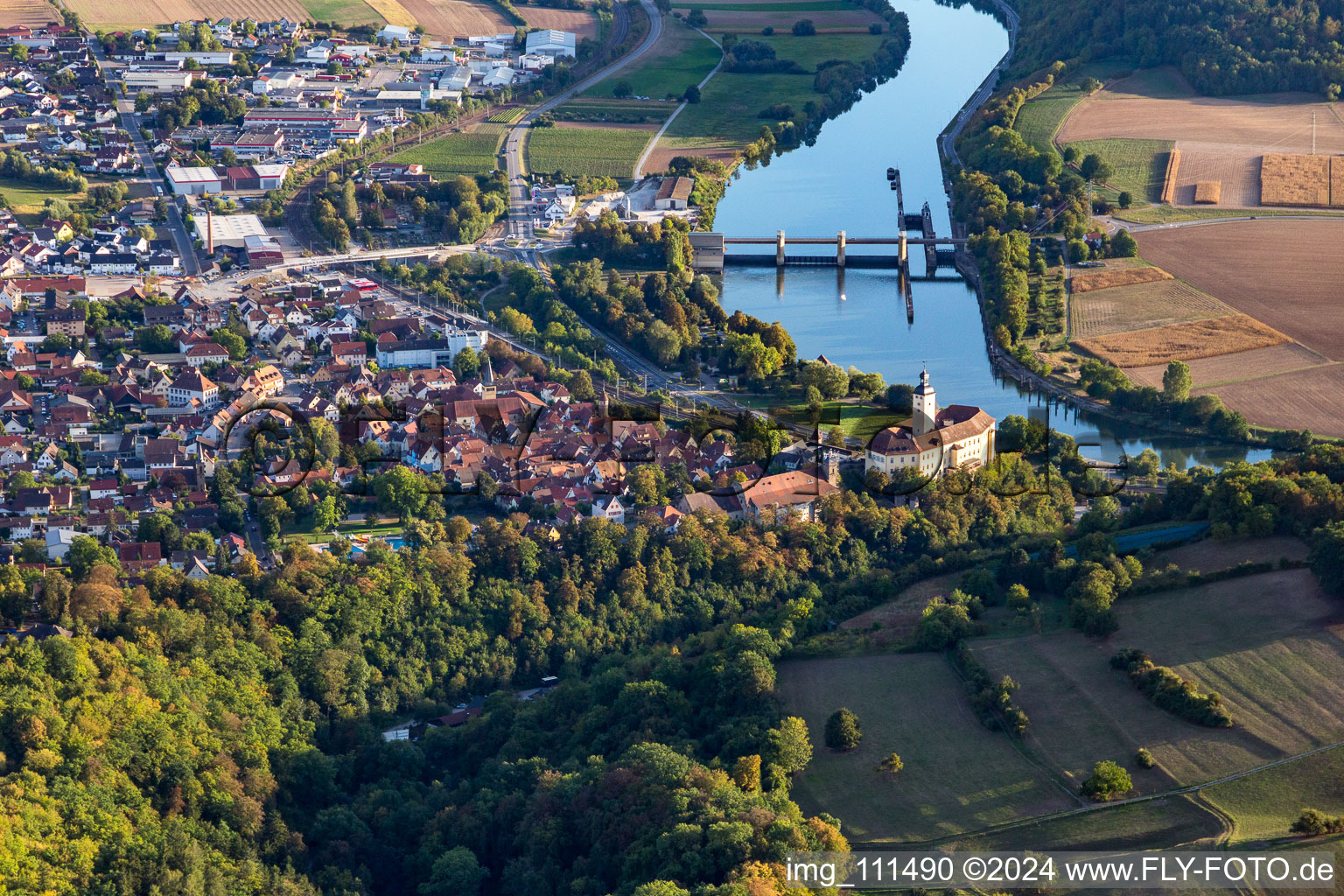 Aerial photograpy of Gundelsheim in the state Baden-Wuerttemberg, Germany