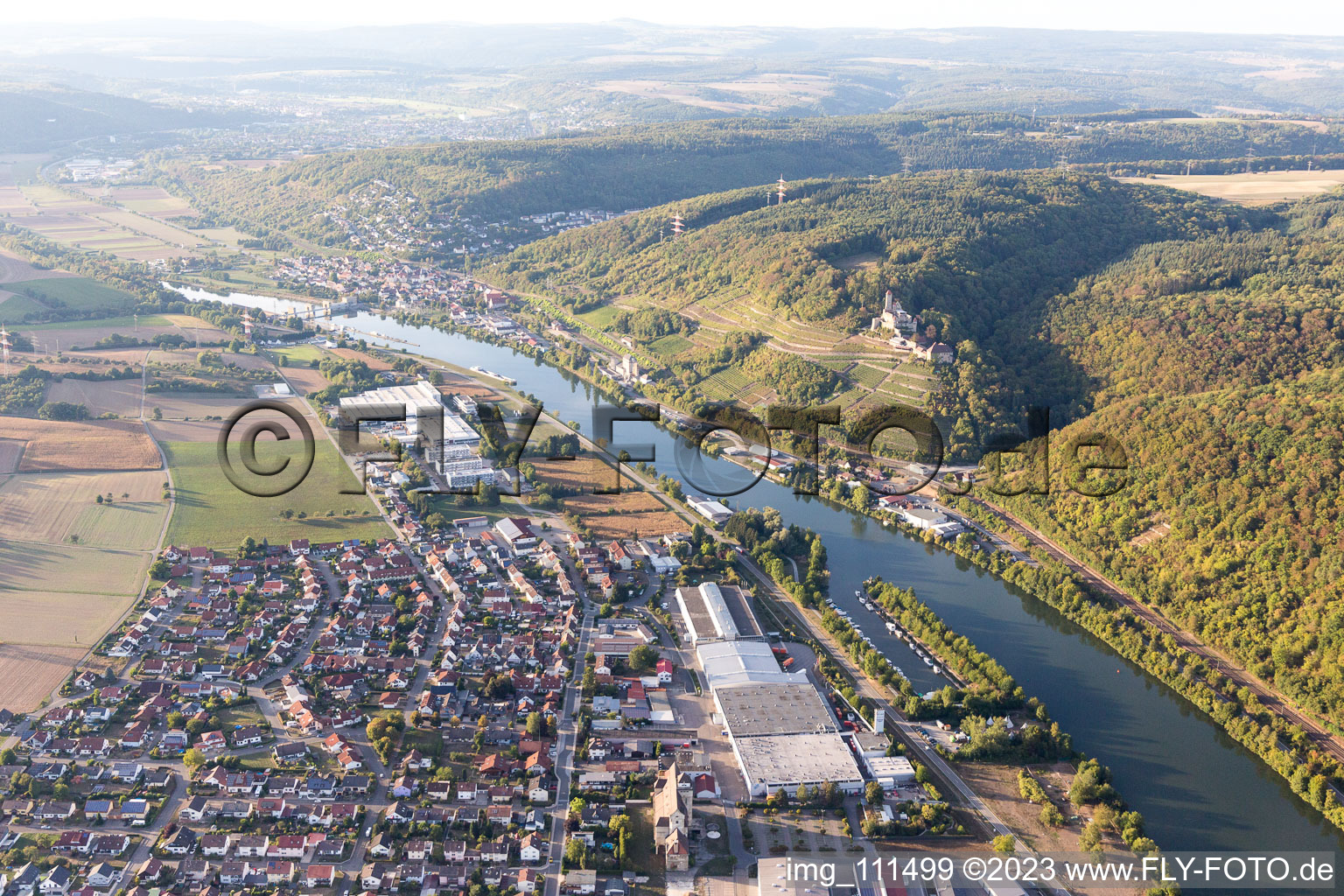 Aerial photograpy of Hornberg Castle in Neckarzimmern in the state Baden-Wuerttemberg, Germany