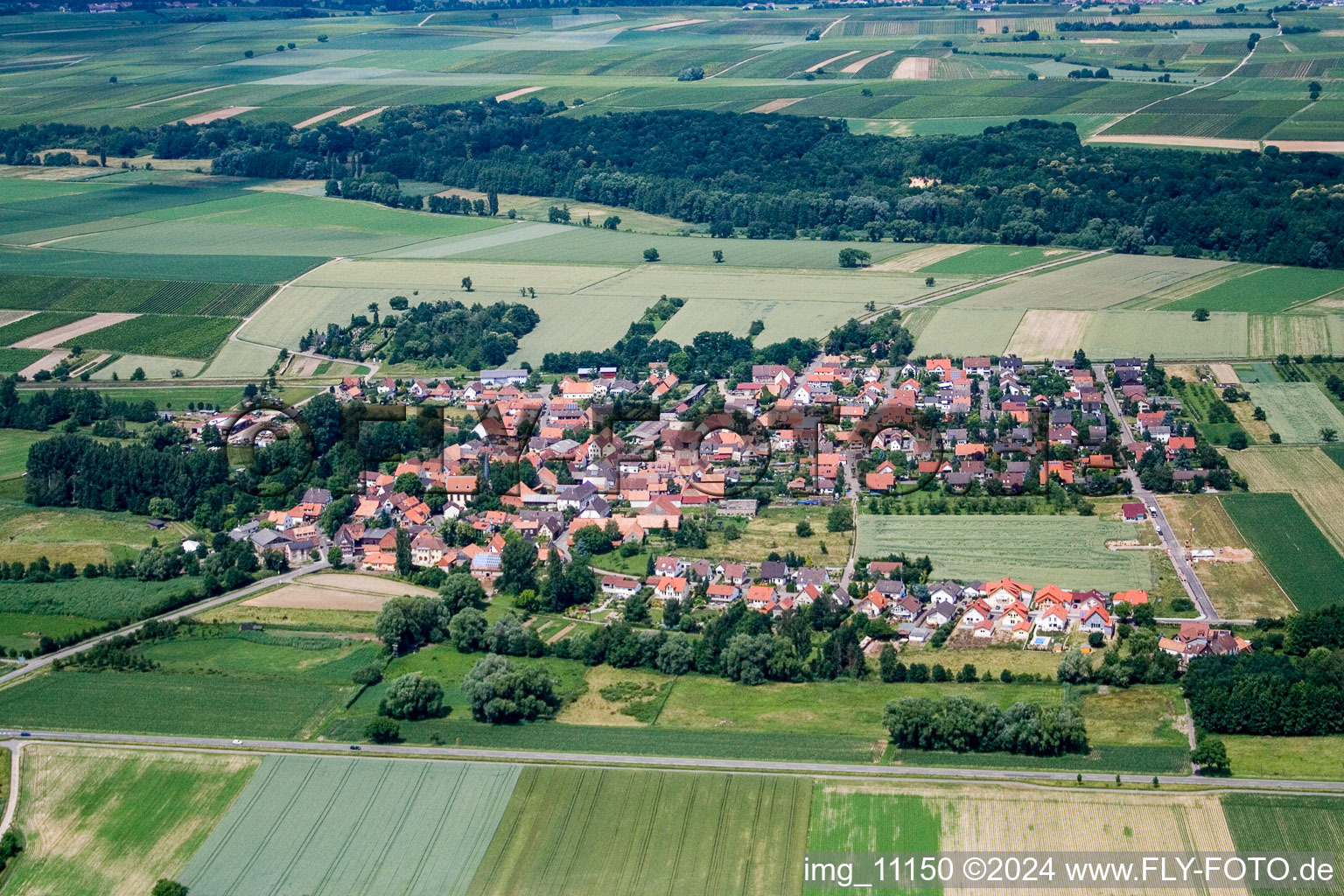 Drone image of Dierbach in the state Rhineland-Palatinate, Germany