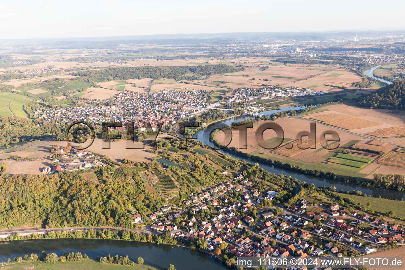 Aerial view of Böttingen Haßmersheim ago in Haßmersheim in the state Baden-Wuerttemberg, Germany