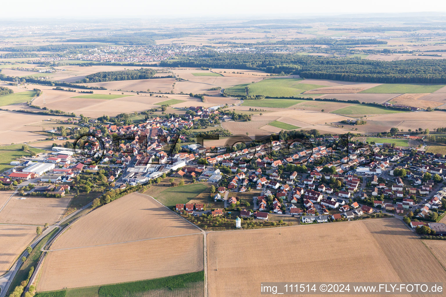 Aerial view of Siegelsbach in the state Baden-Wuerttemberg, Germany