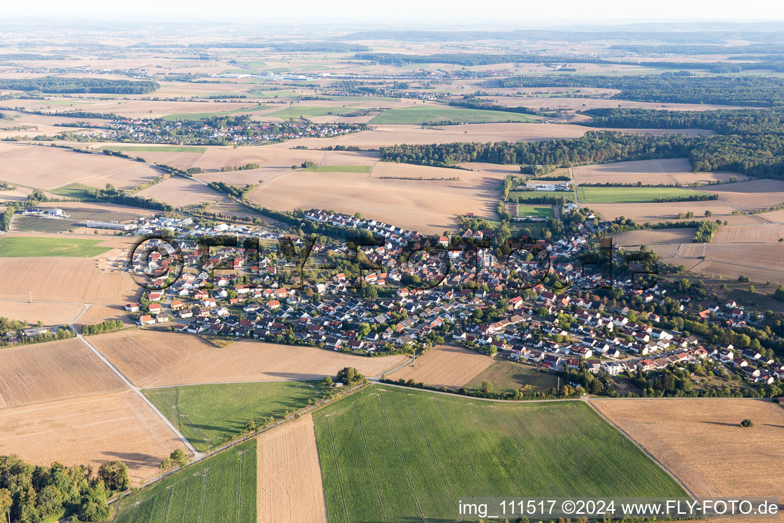 Aerial view of District Obergimpern in Bad Rappenau in the state Baden-Wuerttemberg, Germany