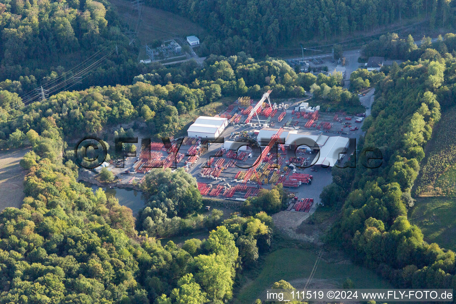 Bearing surface of Kranvermietung Mayer in the industrial area in Bad Rappenau in the state Baden-Wurttemberg, Germany