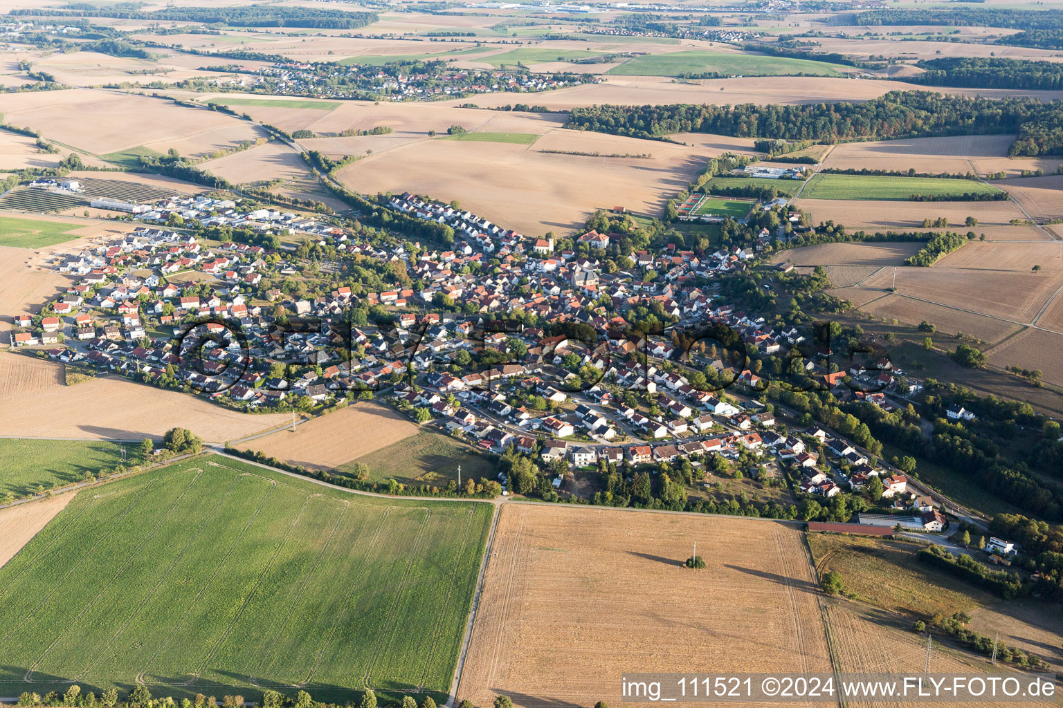 Oblique view of District Obergimpern in Bad Rappenau in the state Baden-Wuerttemberg, Germany