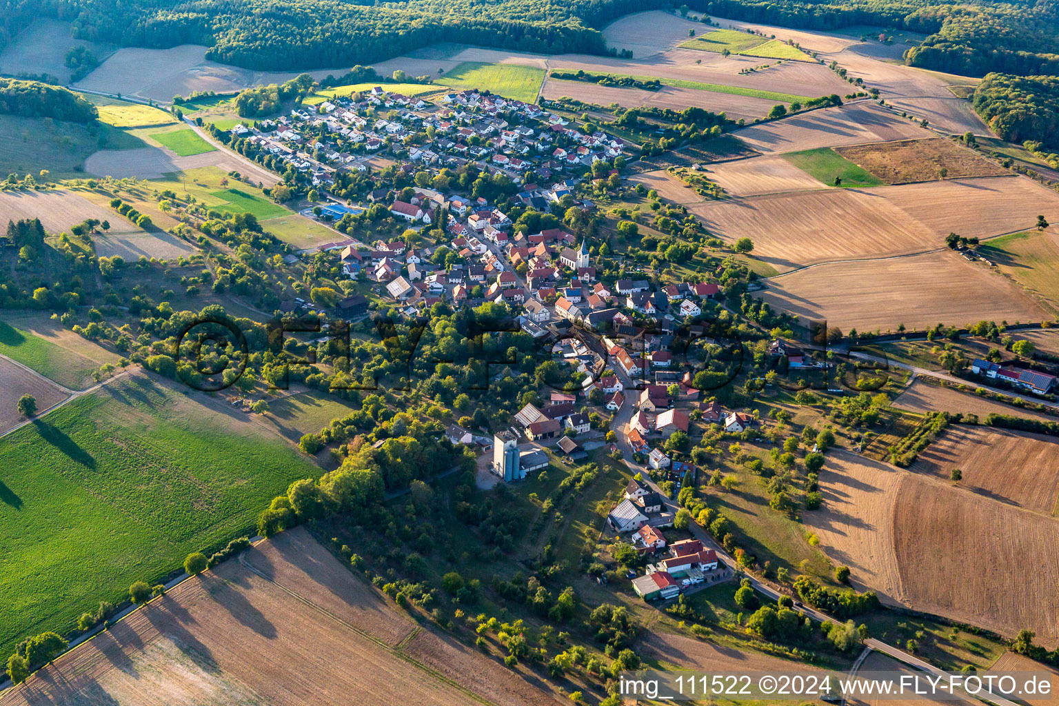 From the west in the district Hasselbach in Sinsheim in the state Baden-Wuerttemberg, Germany