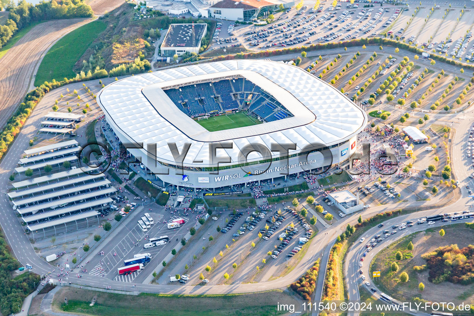 WIRSOL Rhein-Neckar-Arena before the sold-out friendly match Peru-Germany in the district Steinsfurt in Sinsheim in the state Baden-Wuerttemberg, Germany