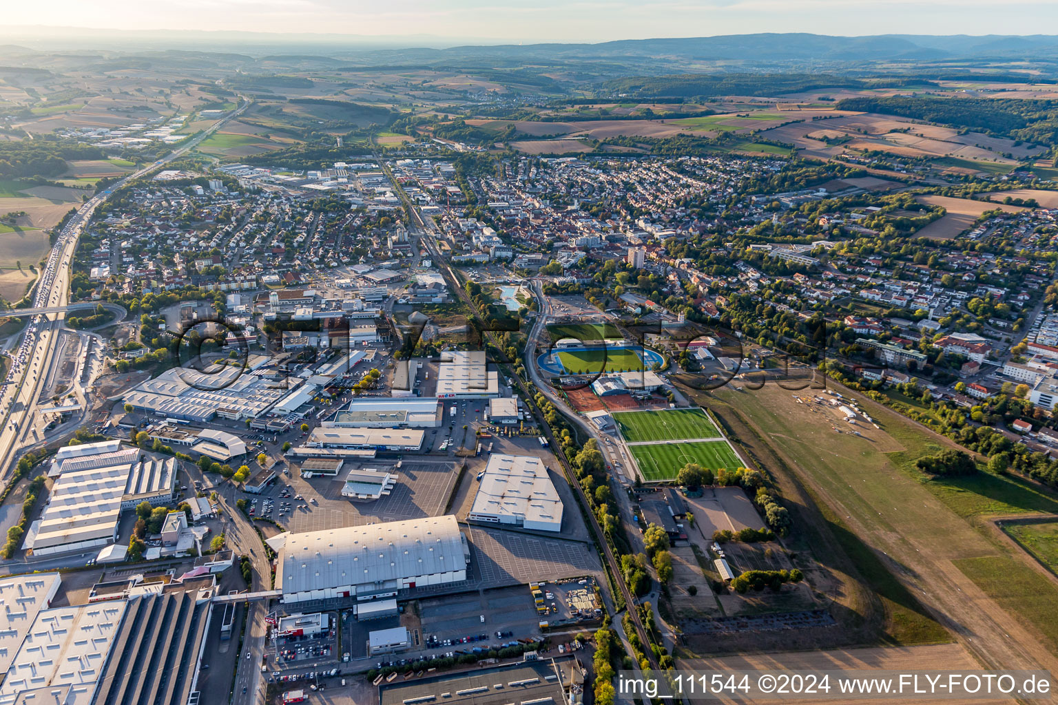 From the east in the district Steinsfurt in Sinsheim in the state Baden-Wuerttemberg, Germany