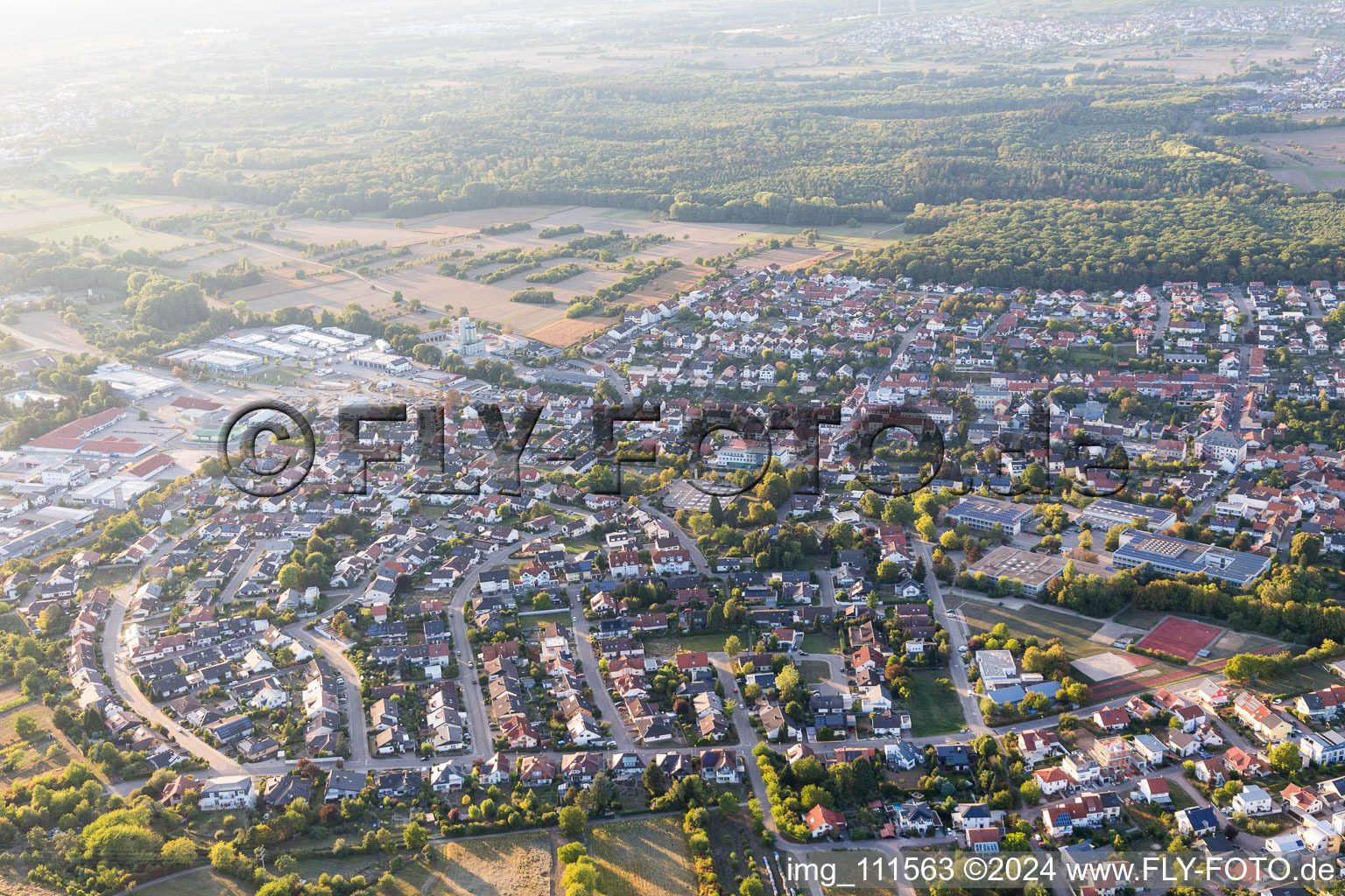 Bird's eye view of Östringen in the state Baden-Wuerttemberg, Germany