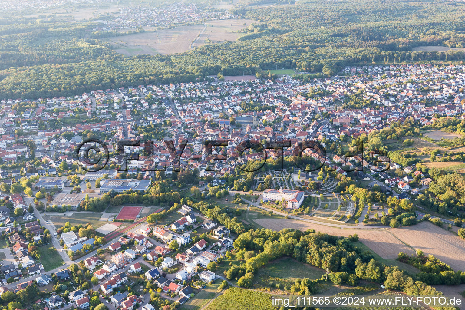 Drone recording of Östringen in the state Baden-Wuerttemberg, Germany