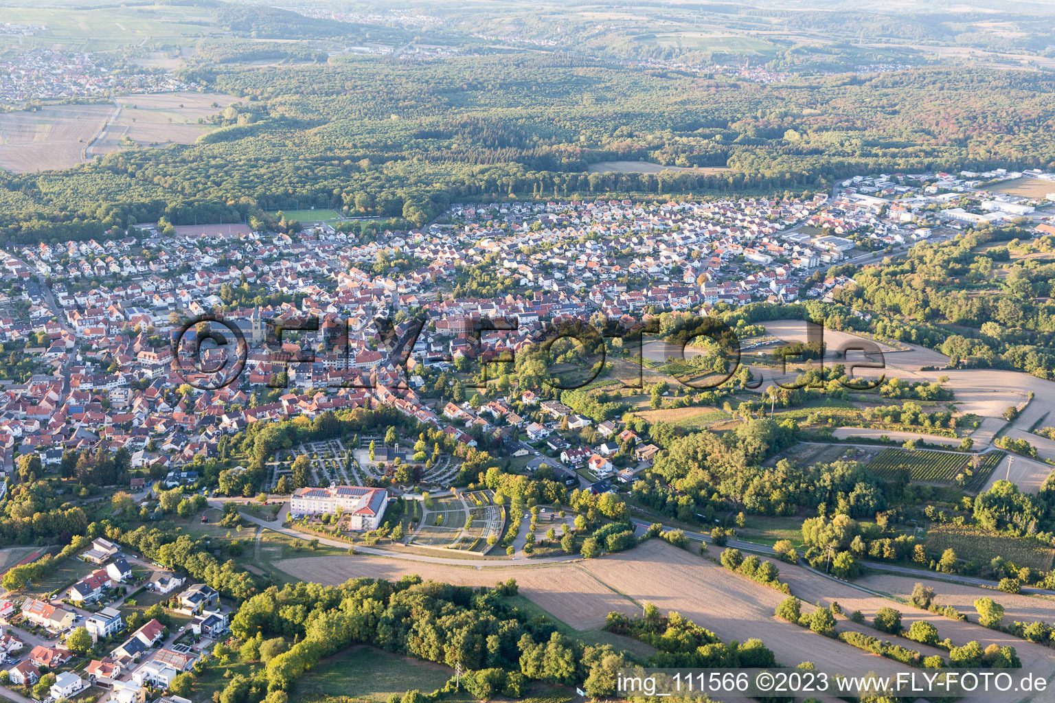 Drone recording of Östringen in the state Baden-Wuerttemberg, Germany