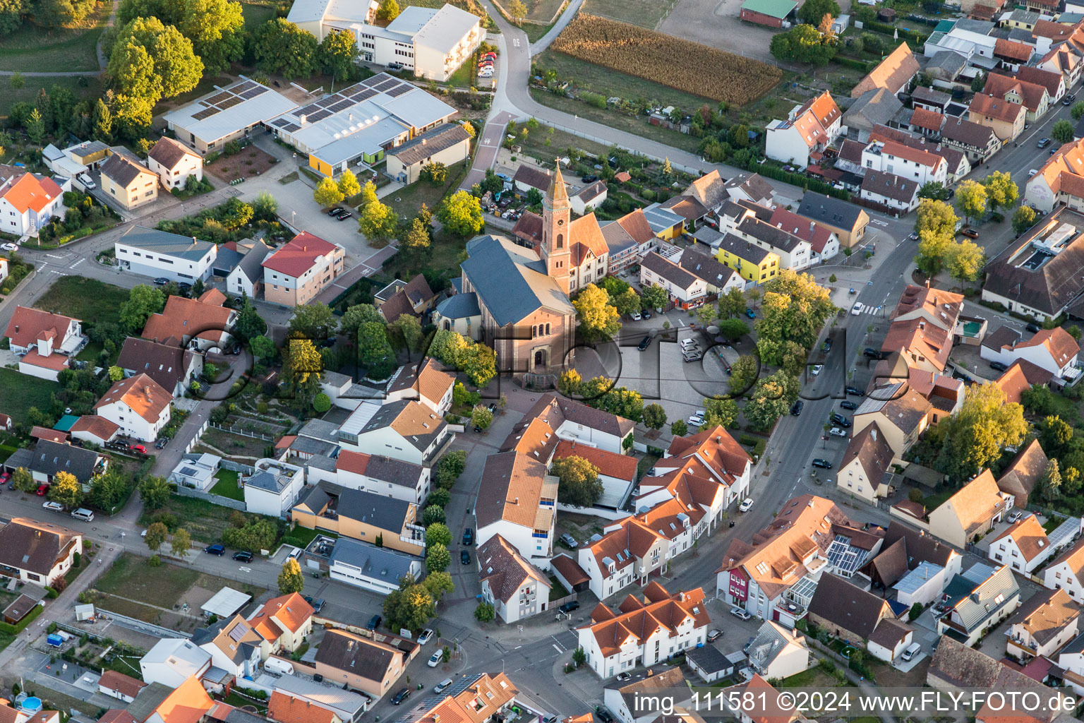 Church building of St. Nikolaus in the village of in Ubstadt-Weiher in the state Baden-Wurttemberg, Germany